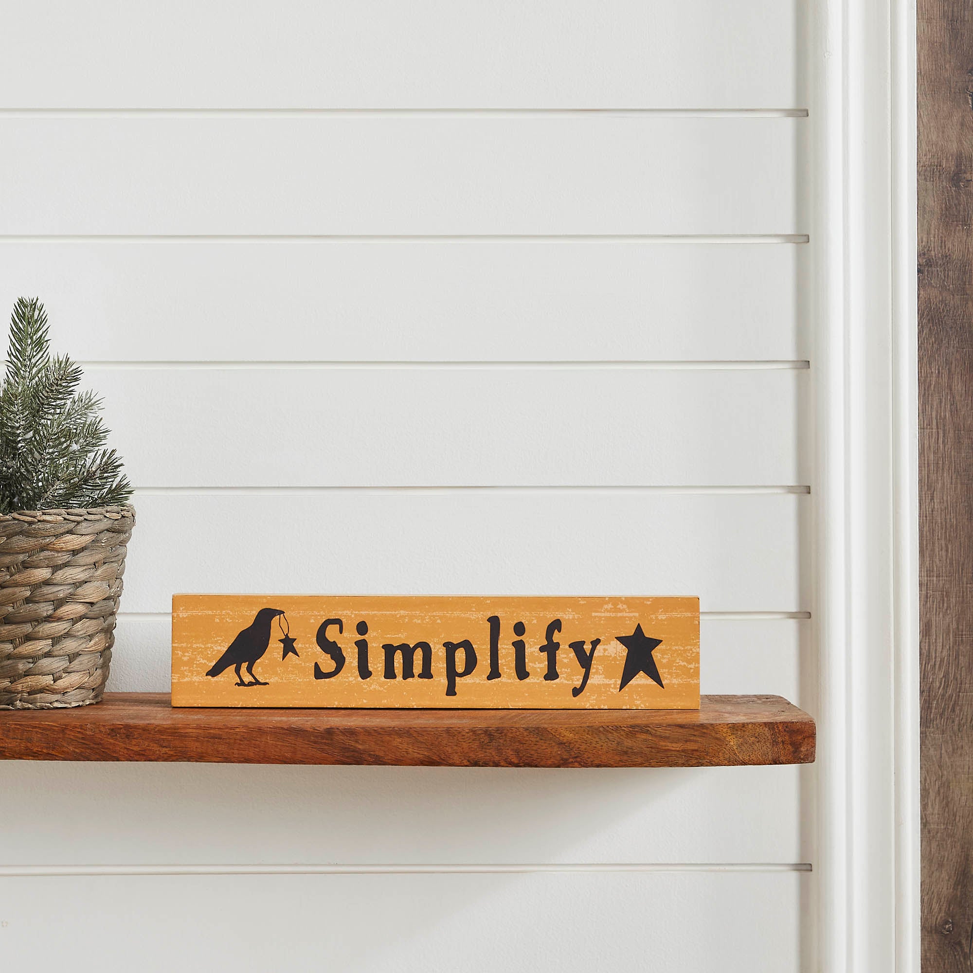 Simplify Primitive Stars Rustic Wall Sign, Farmhouse Raven Mustard Base MDF Decor Plaque, Country Home Accent, Inch