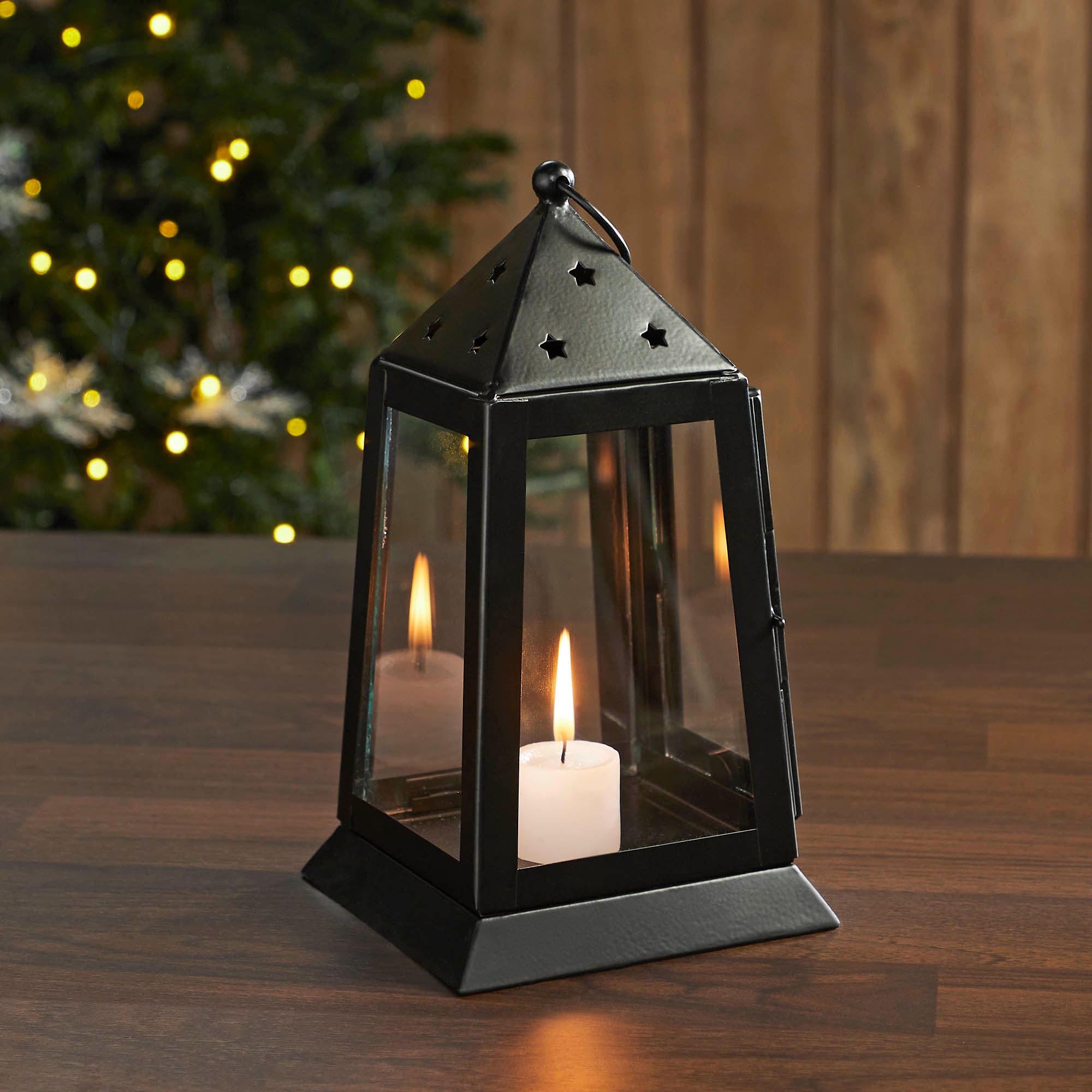 Metal Lantern Black Tealight Holder