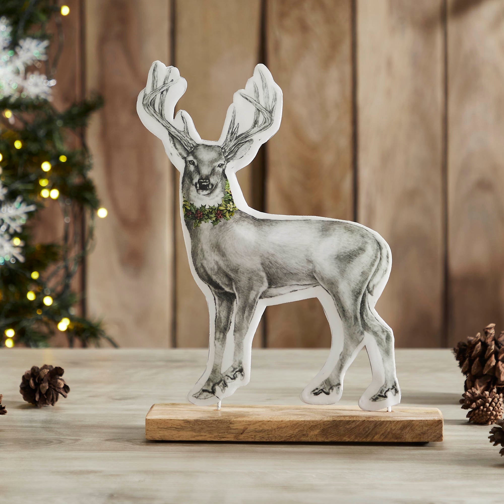 Reindeer With Wreath Figurine