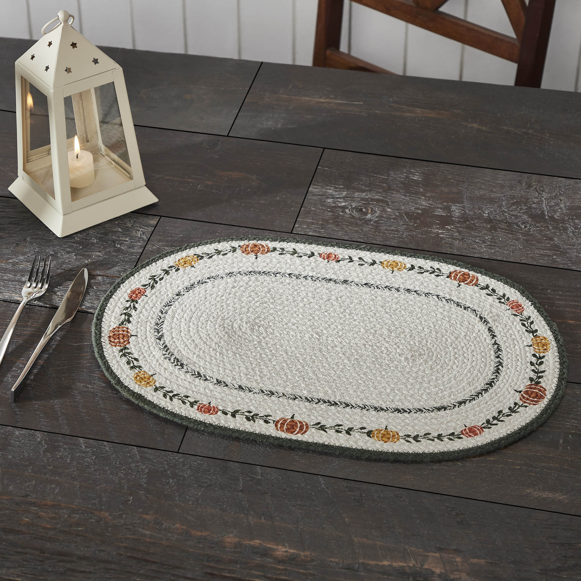 Fall Harvest Pumpkin Oval Placemat Farmhouse Stencil Table Mat