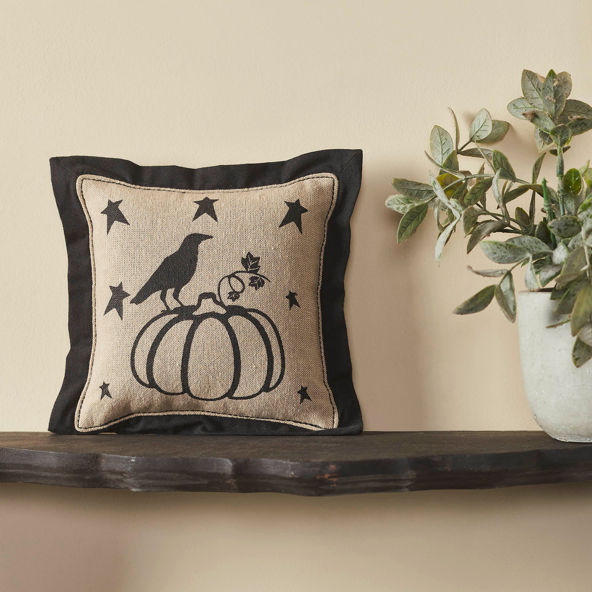 Raven Harvest Primitive Pumpkin Decorative Pillow Inch Farmhouse Fall Accent Cushion