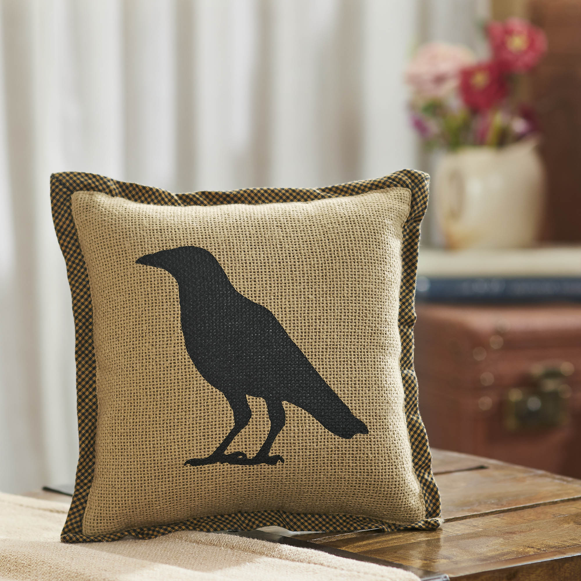 Raven Harvest Inch Primitive Farmhouse Raven Decorative Accent Pillow