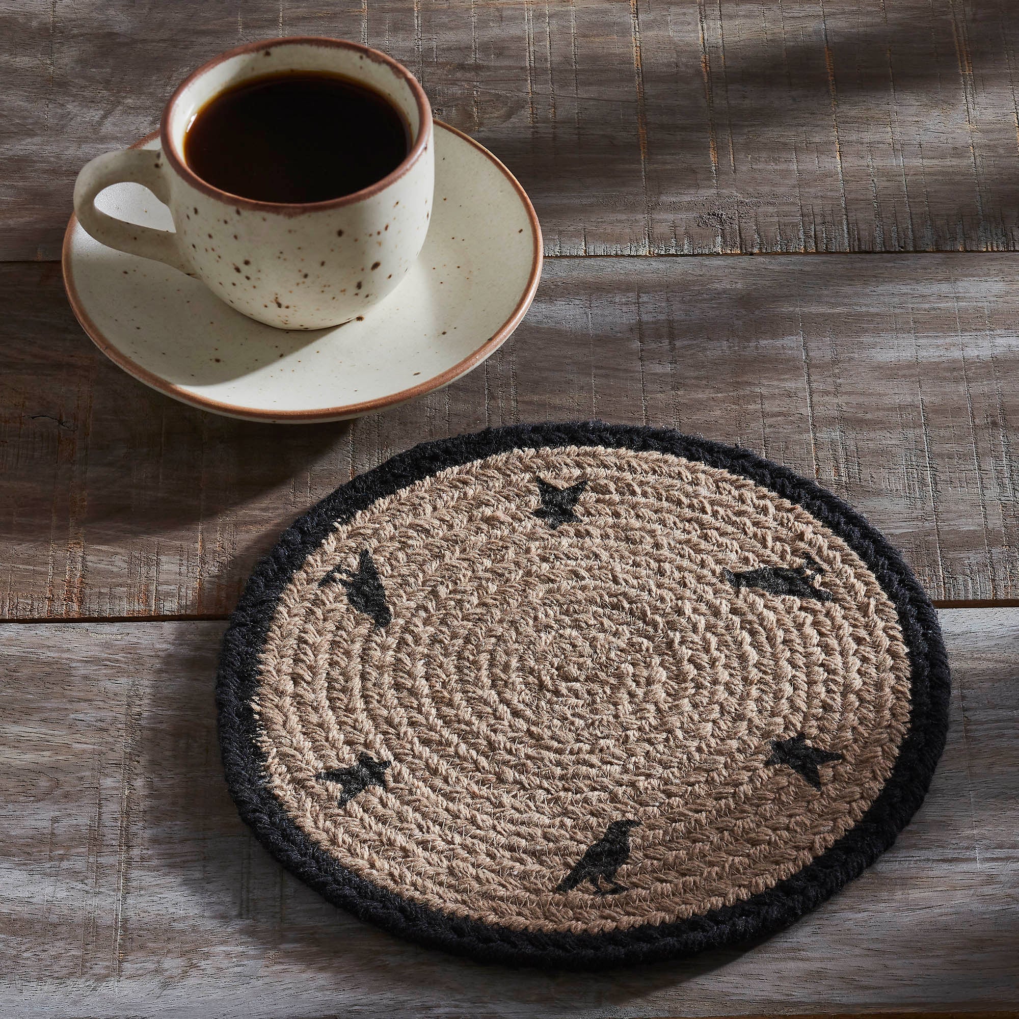 Raven Harvest Stencil Trivet Round Heat Resistant Kitchen Countertop & Table Protector Rustic Farmhouse Home Decor