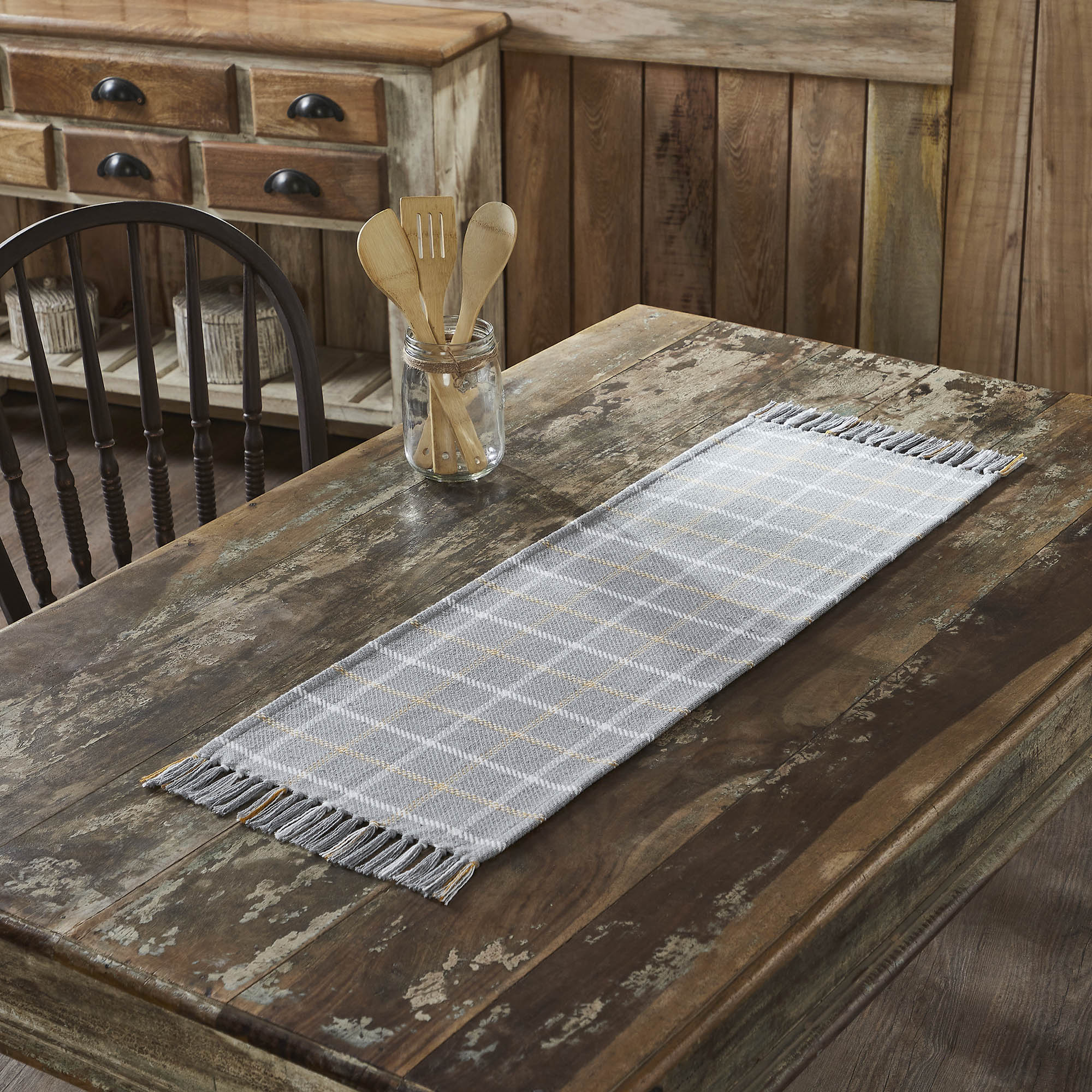 Harvest Blessings Plaid Cotton Table Runner 12x36 Inch Fall Autumn Thanksgiving Farmhouse Rustic Decor