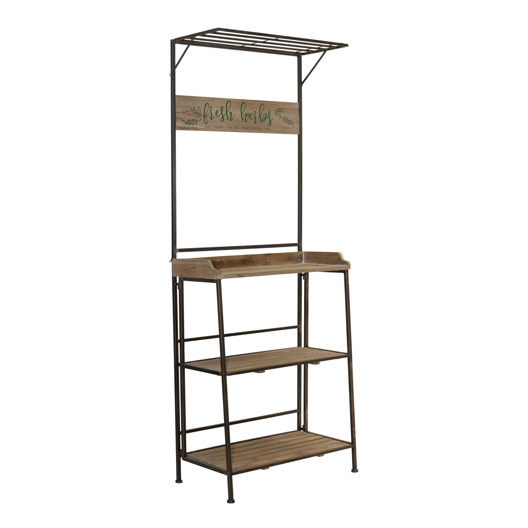 Floor Shelf 28"L x 15.5"W x 74.5"H Iron/Wood