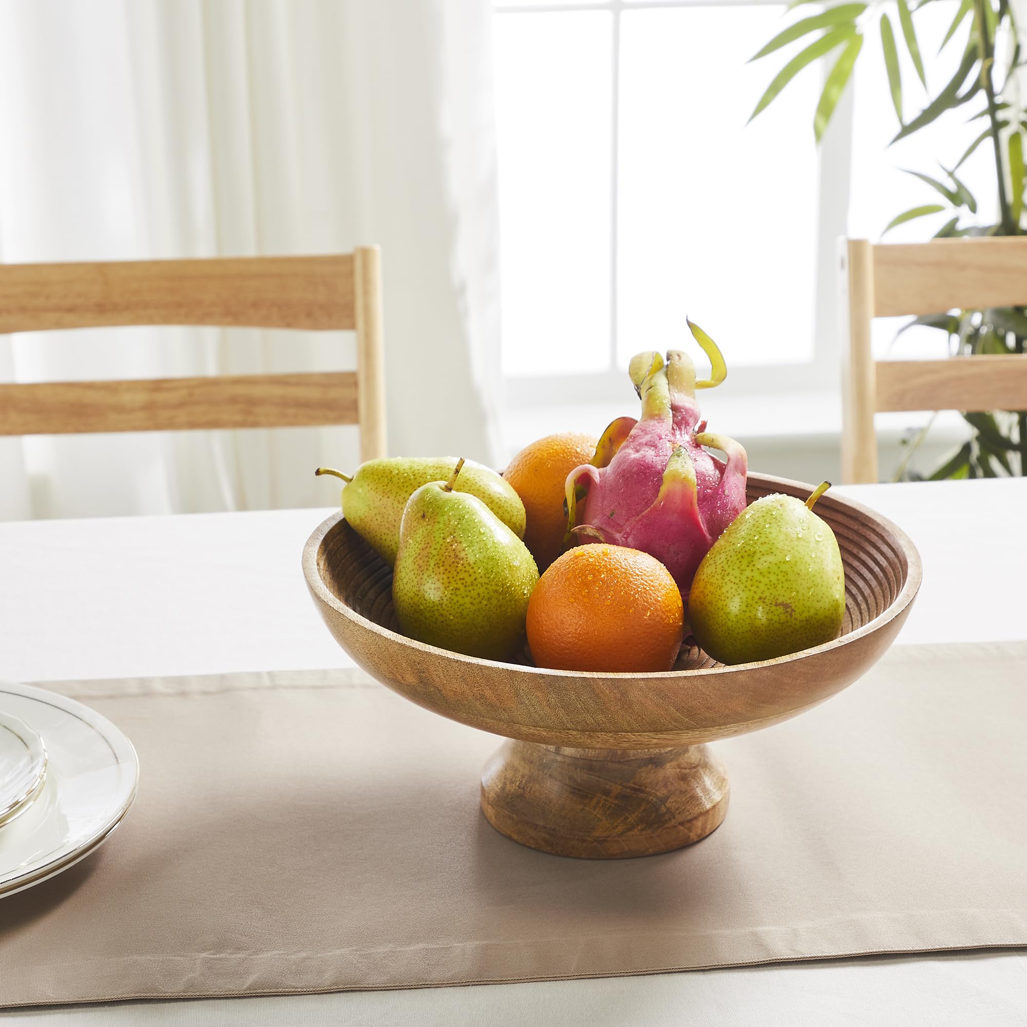 Ribbed Natural Wooden Bowl