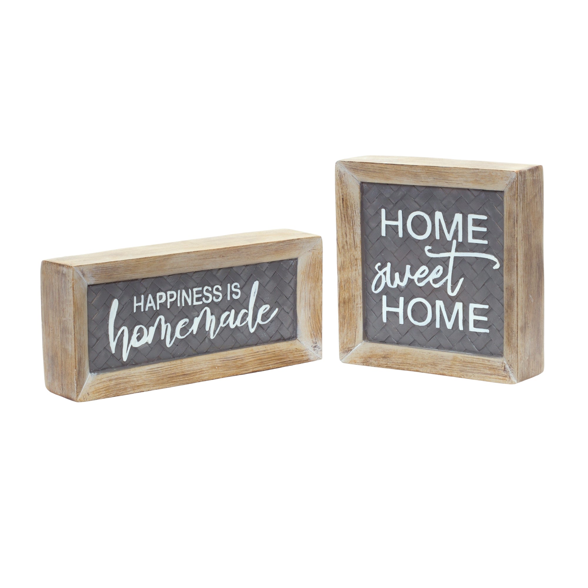 Home Sign (2 Asst) 7.5"L x 3.5"H, 5.25"L x 5.25"H Resin