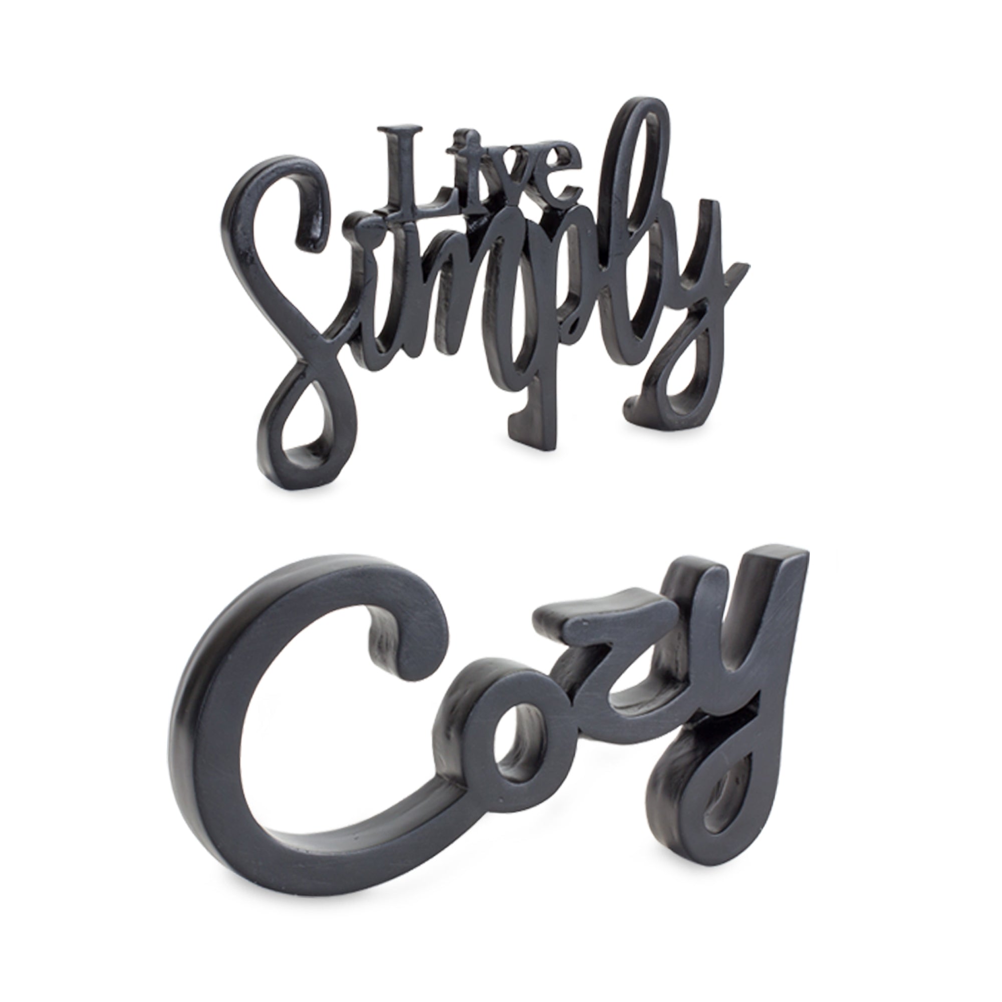 Cozy and Simply Sign (2 Asst) 8.25"L x 5"H, 9.75"L x 5"H Resin