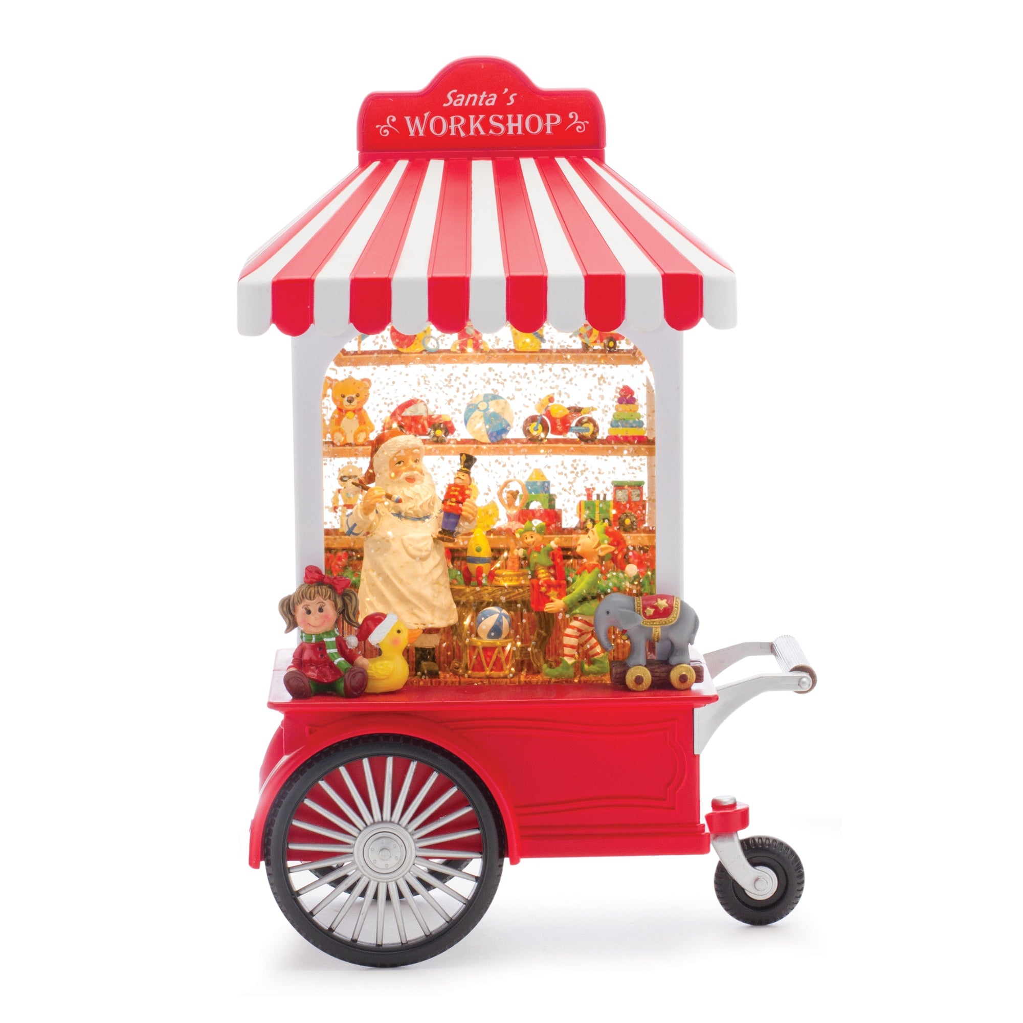 Snow Globe Santa's Workshop 10.75”H 6 Hr Timer 3AA Batteries Not Included or USB Cord Includ