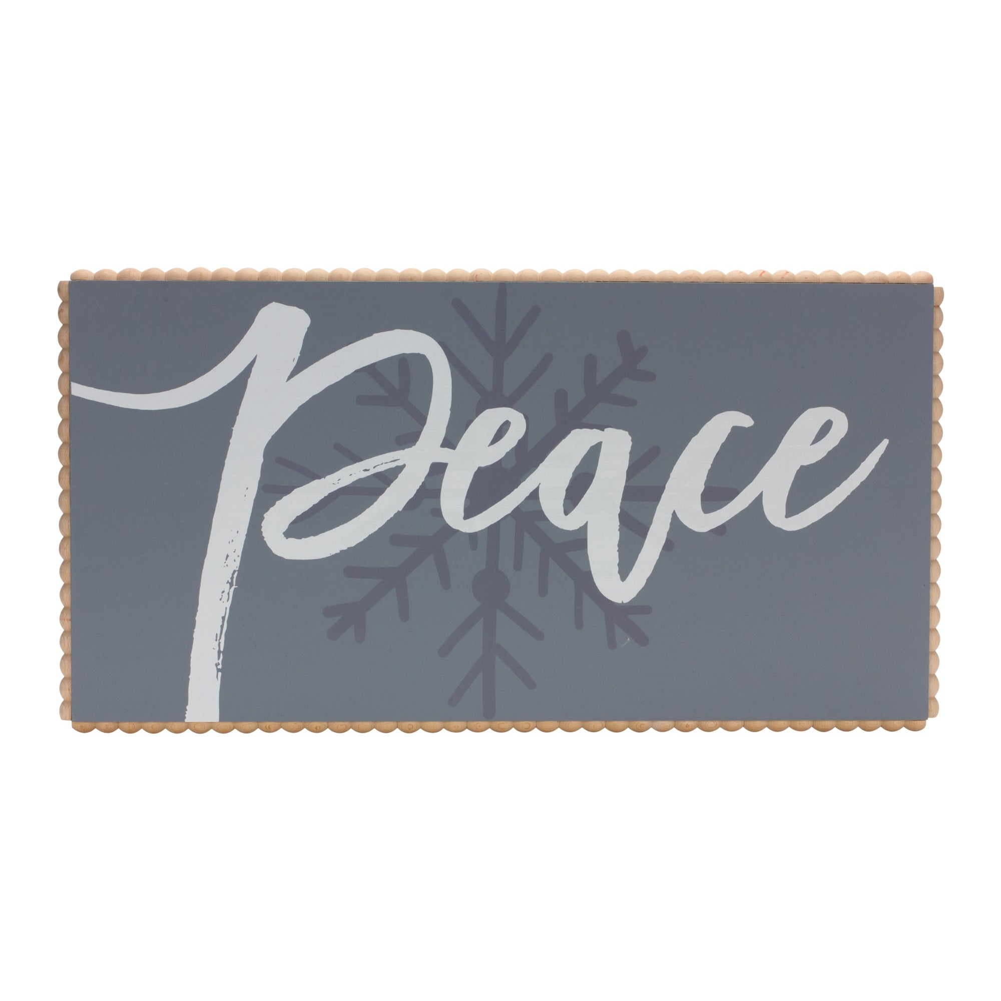 Peace and Snowflake Sign 24"L x 12.5"H Wood