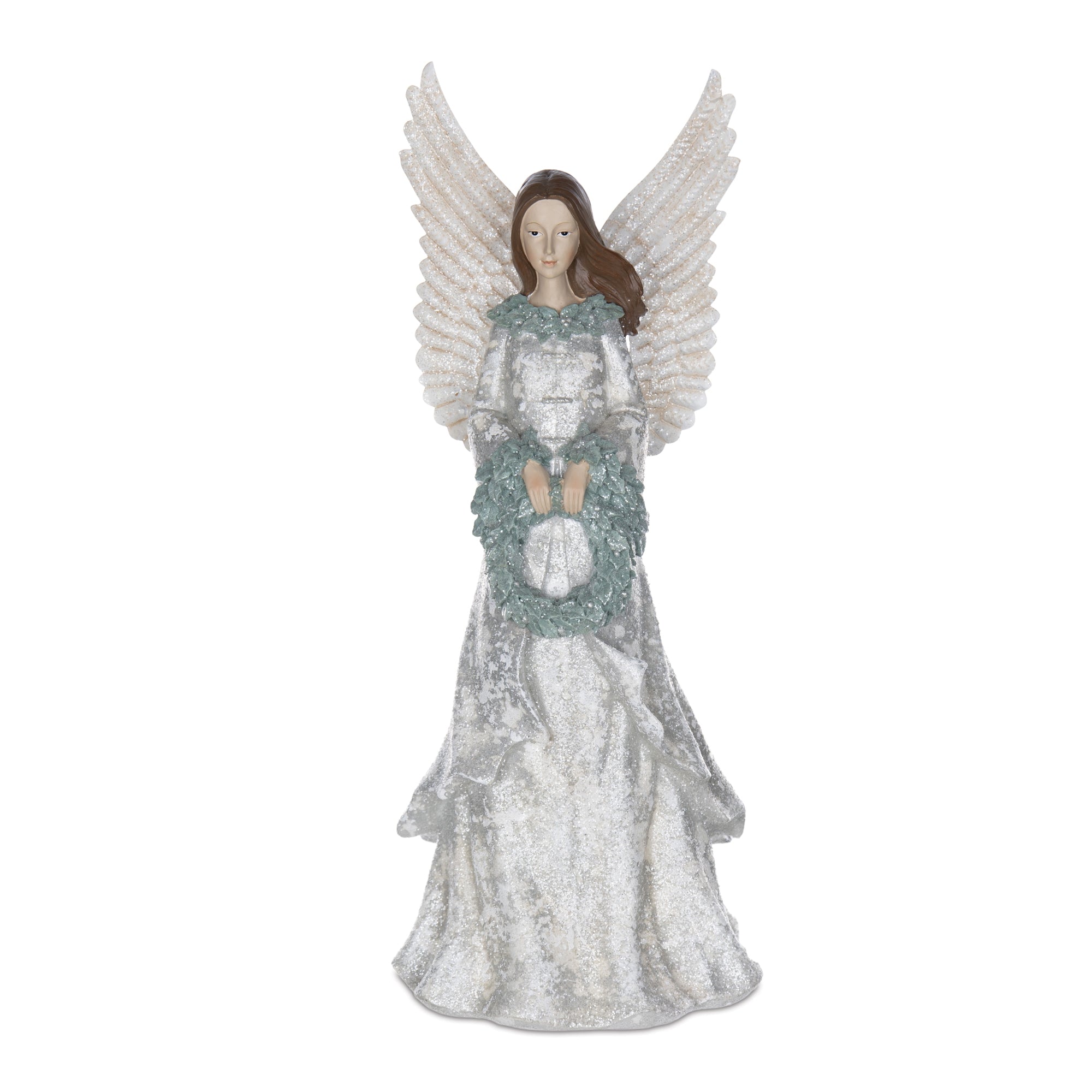 Angel w/Wreath 18.5”H Resin