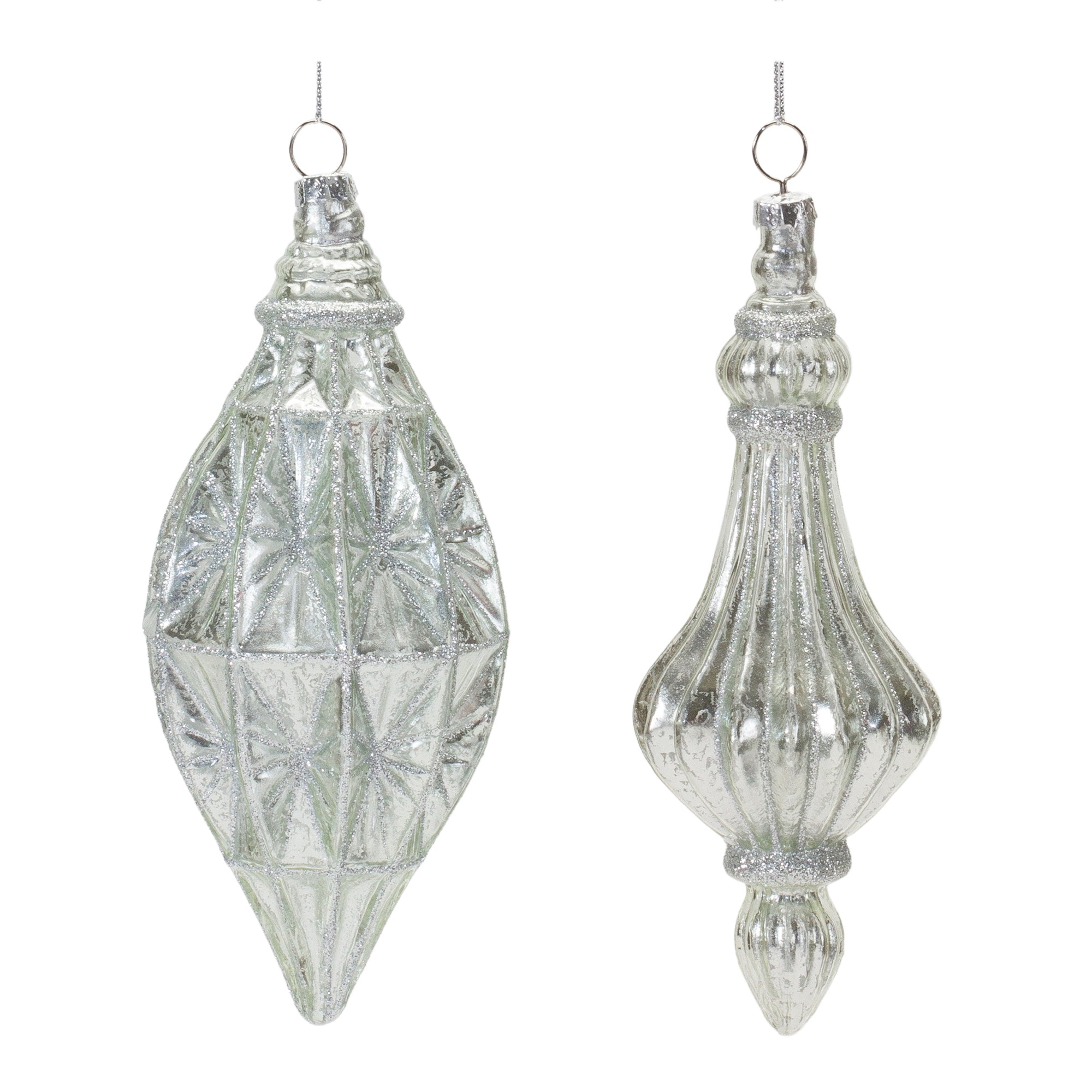 Drop Ornament (2 Asst) 6.75"H, 7"H Glass