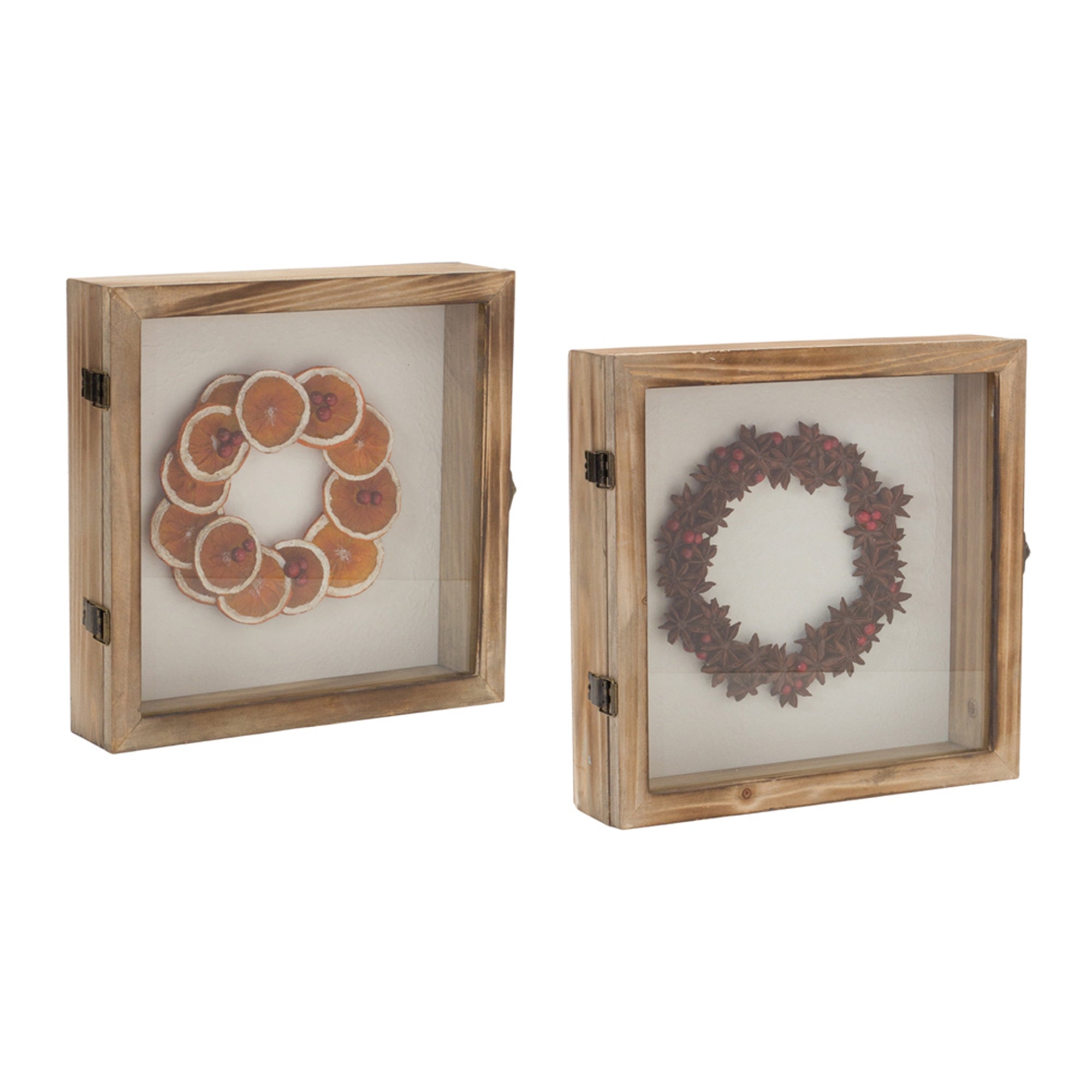 Fruit Wreath Shadow Box (2 Asst) 10”SQ Wood/Resin