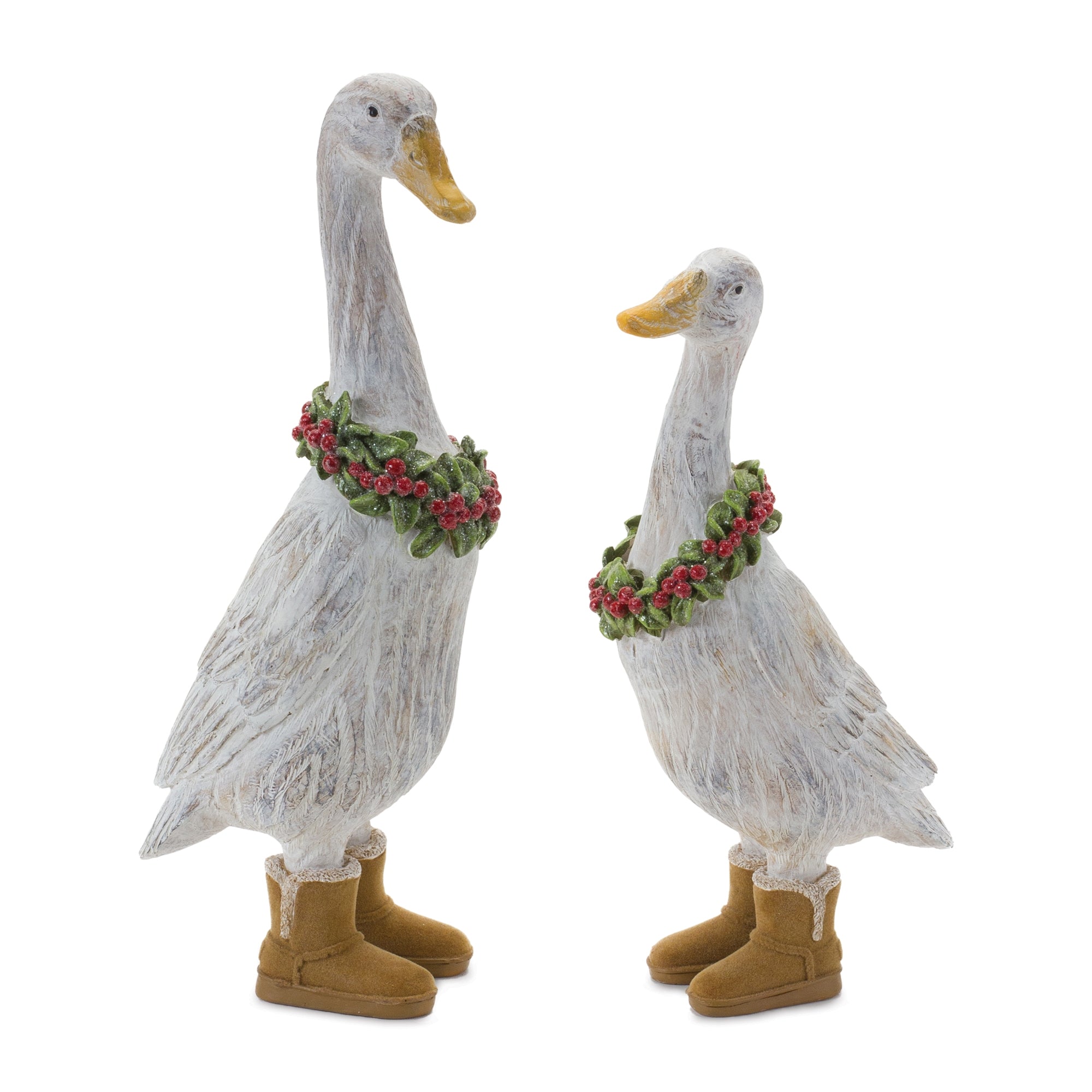 Christmas Goose w/Boots (Set of 2) 9.25"H, 11.5"H Resin