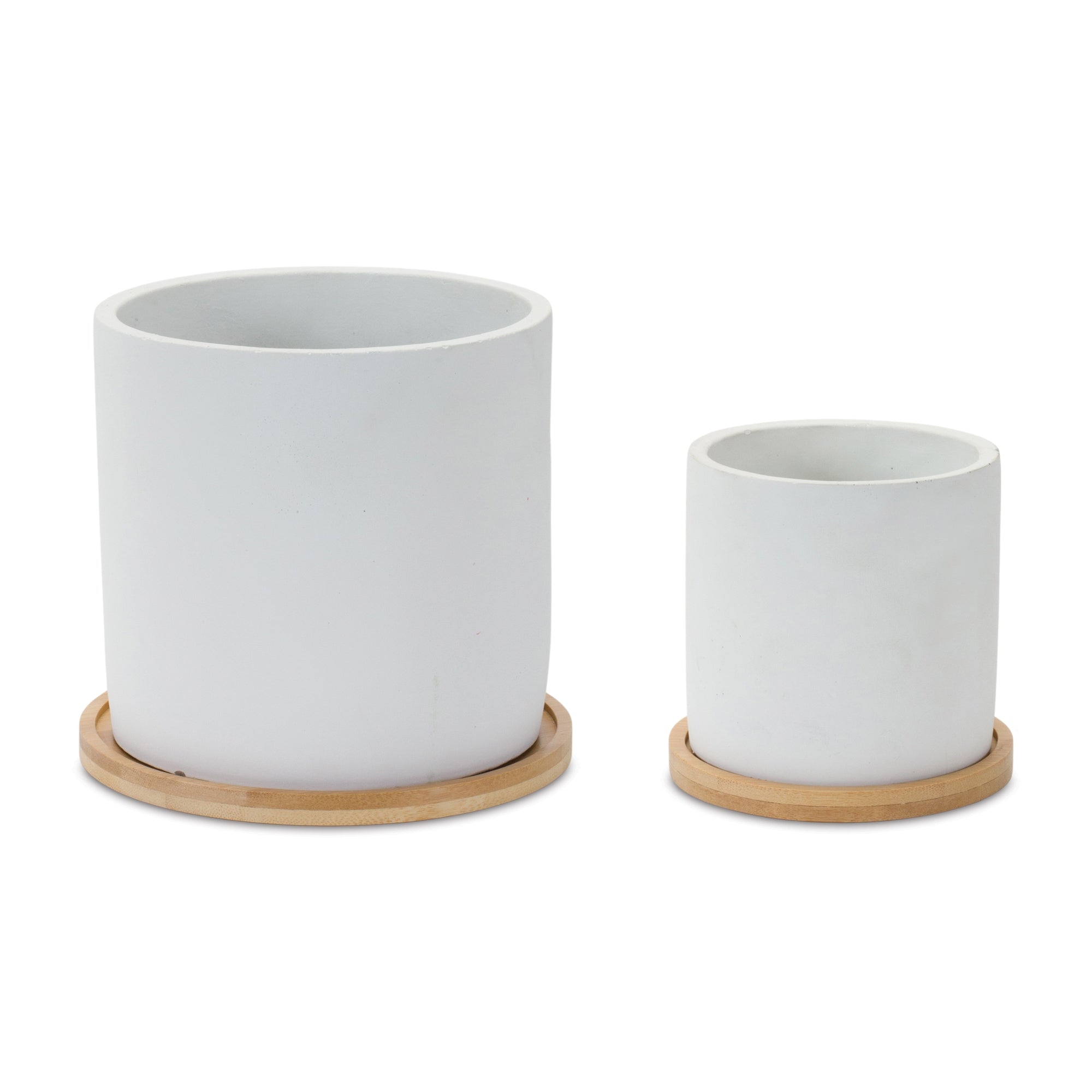 Container w/Plate (Set of 2) 4.5"D x 4.25"H, 6.5"D x 6"H Cement