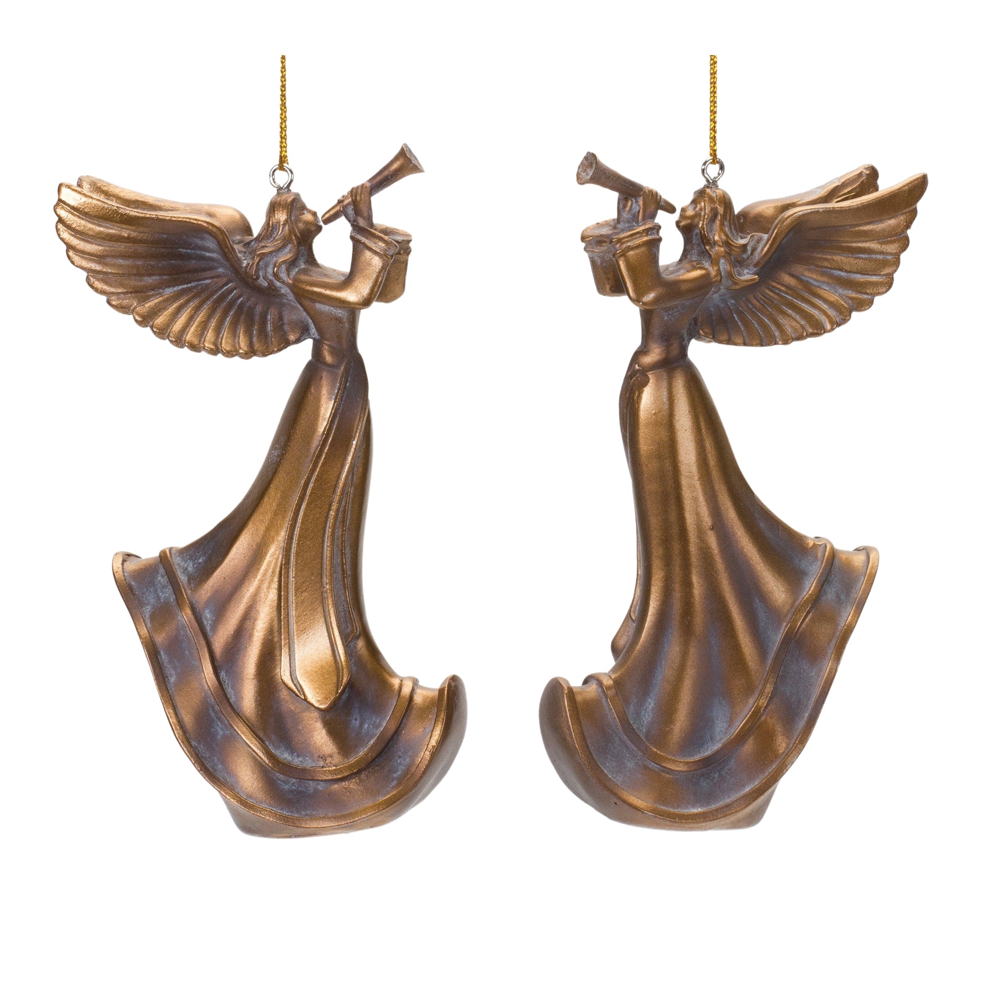 Angel w/Horn Ornament (2 Asst) 5”H Resin