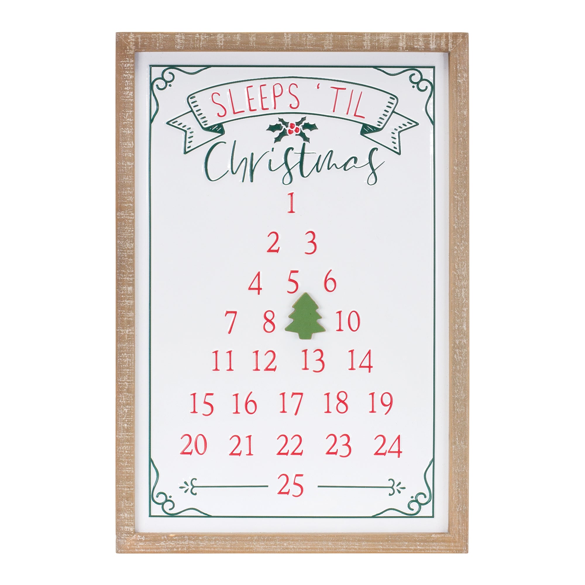Sleeps Til Christmas Countdown 15"L x 22"H Wood/Wood