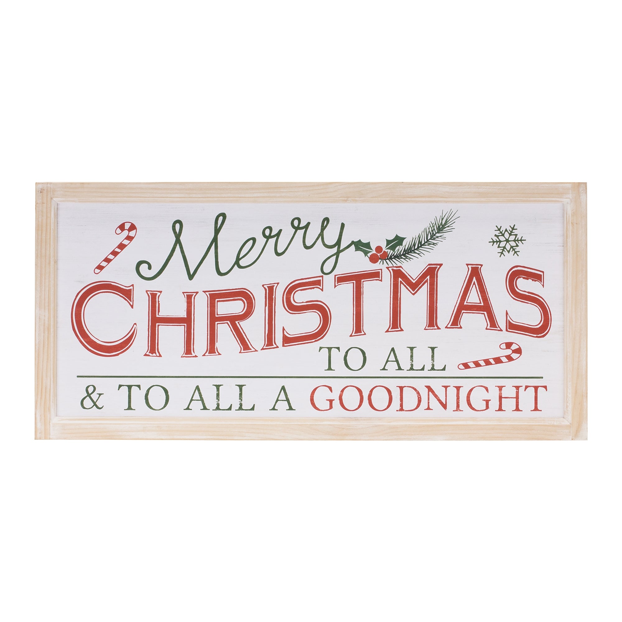 Merry Christmas/ Good Night Sign 30"L x 14"H Wood/Wood