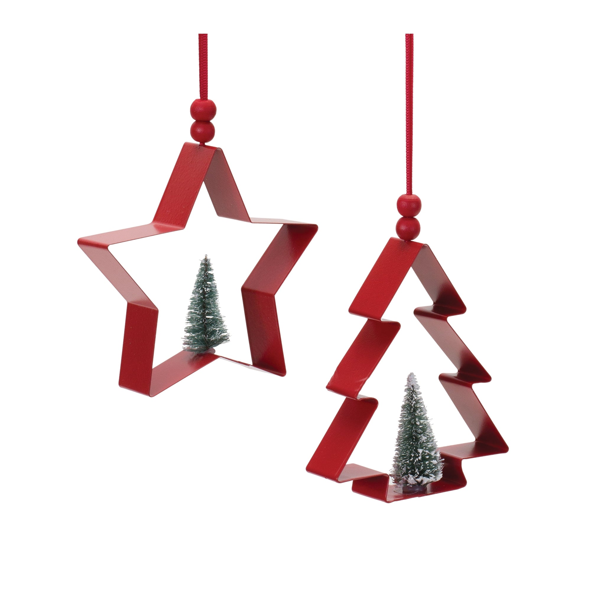 Star and Tree Cookie Cutter Ornament (2 Asst) 4"H, 4.75"H Metal