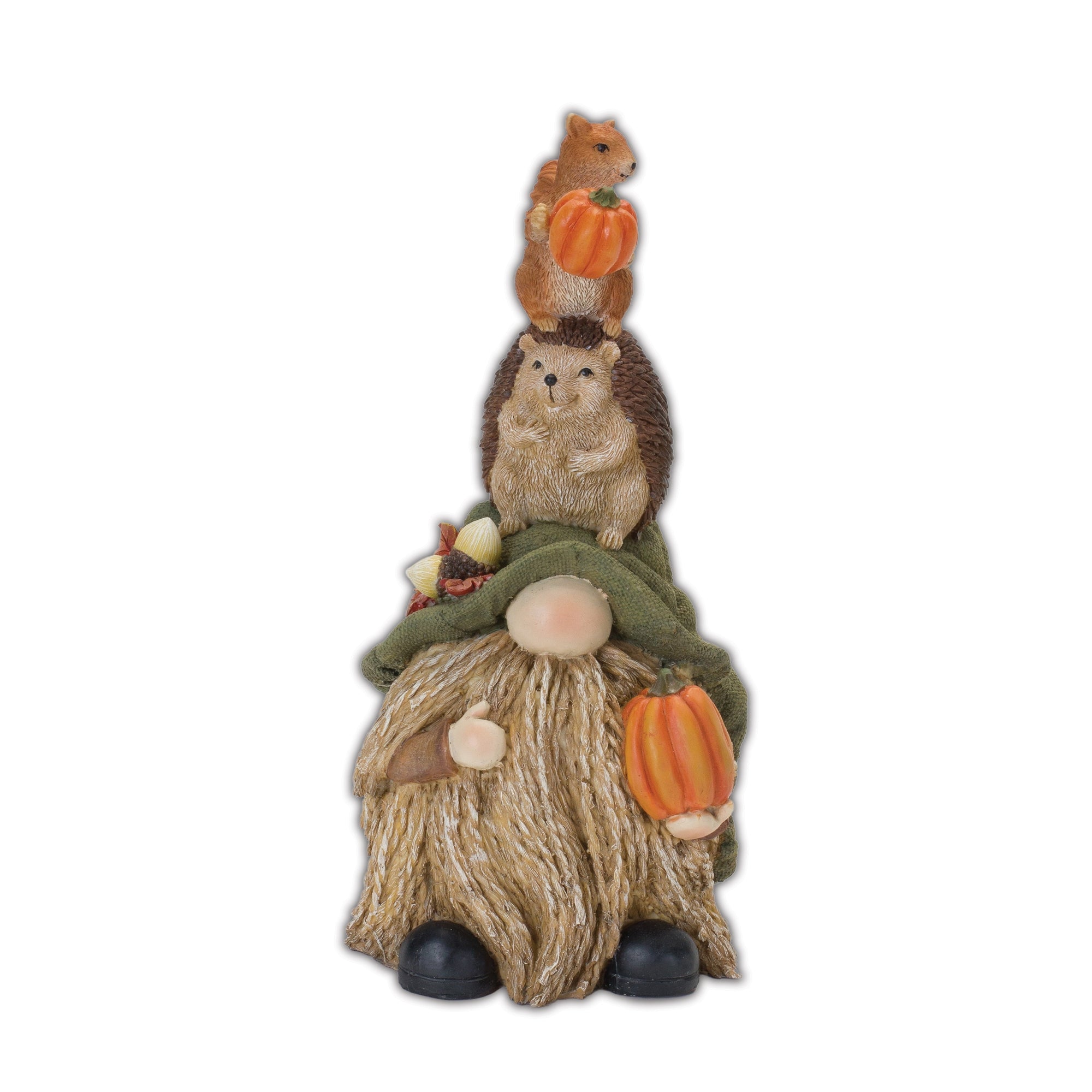 Fall Gnome Stack w/Animals 11”H Resin