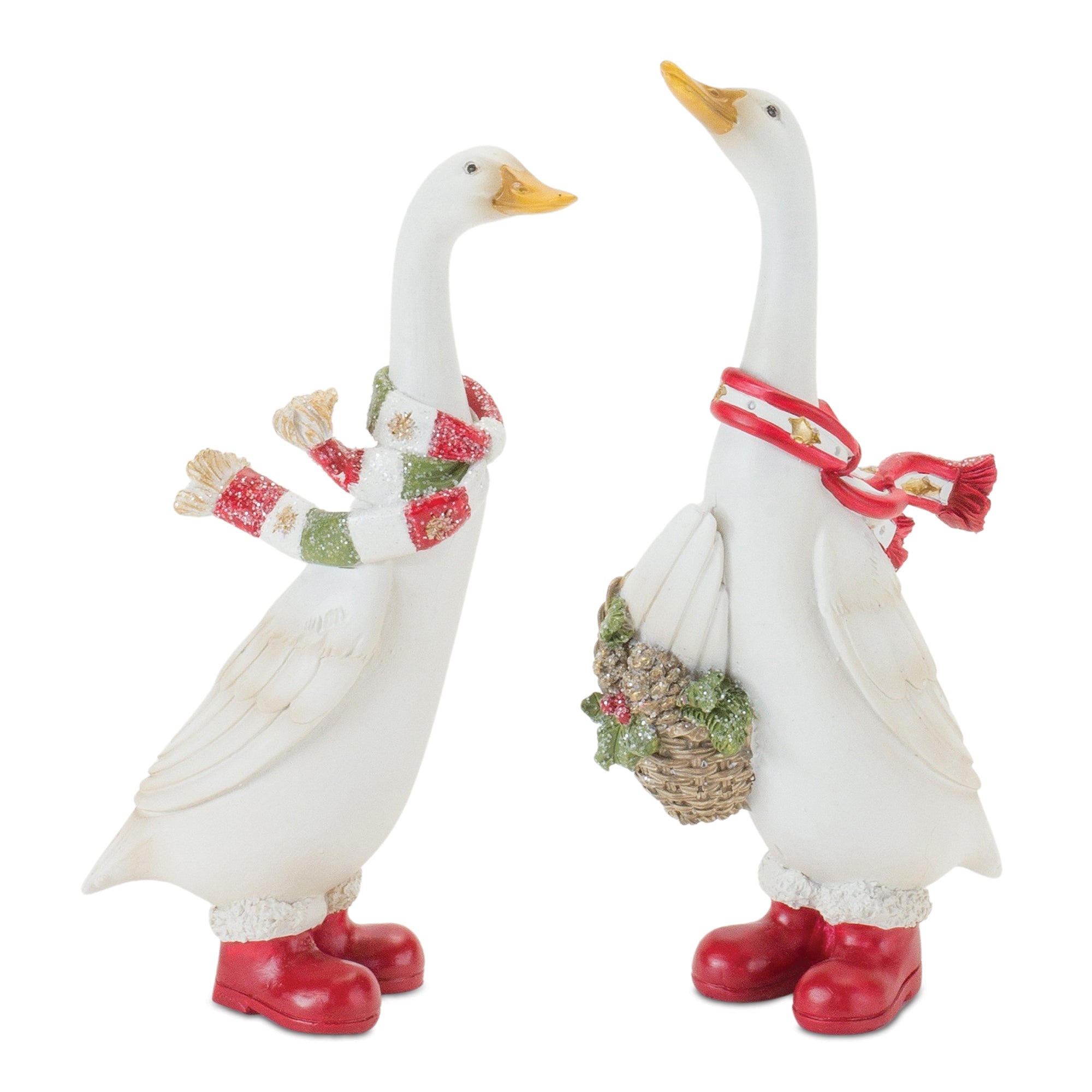 Christmas Goose (2 Asst) 6"H, 6.5"H Resin