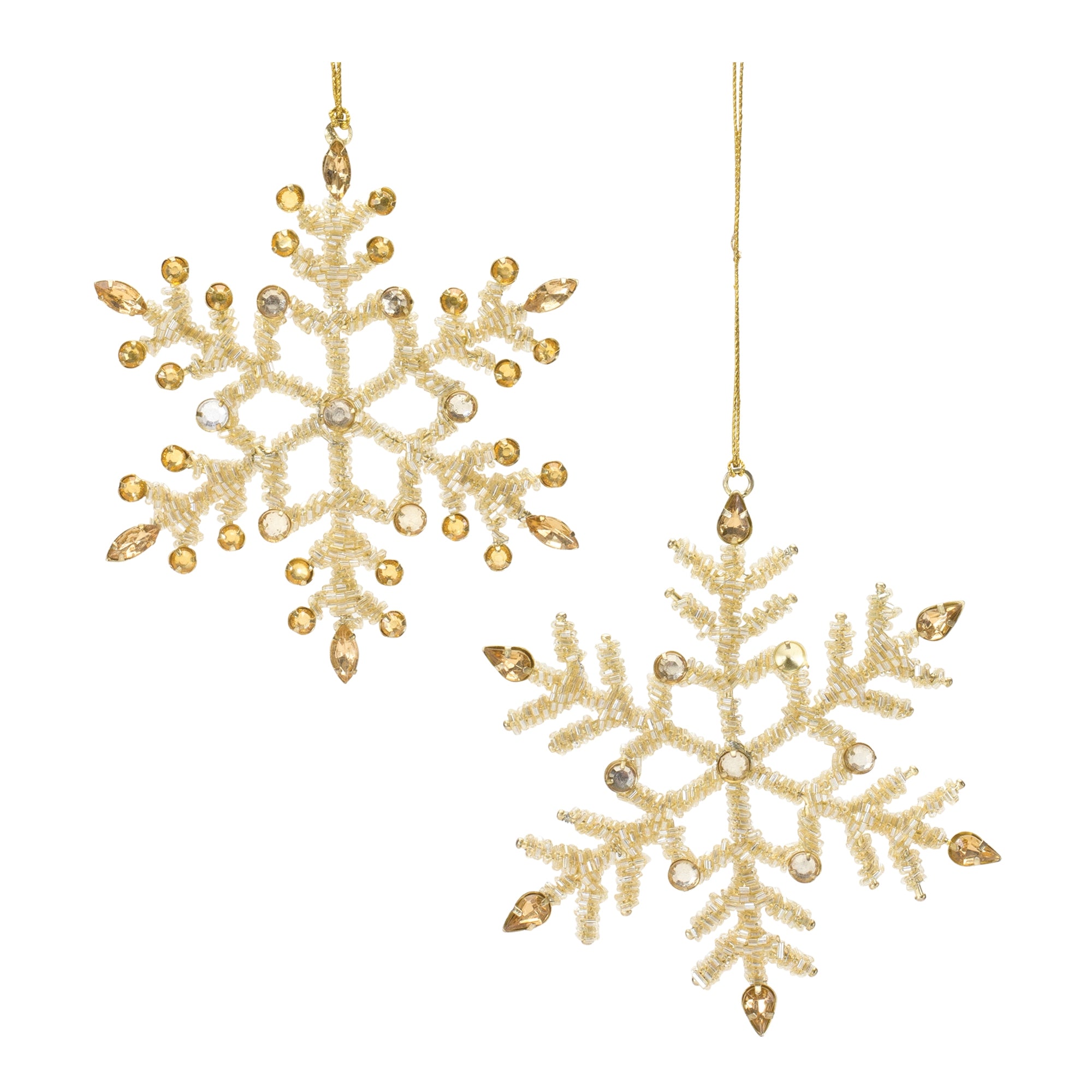 Snowflake Ornament (2 Asst) 5.5”H Iron/Glass