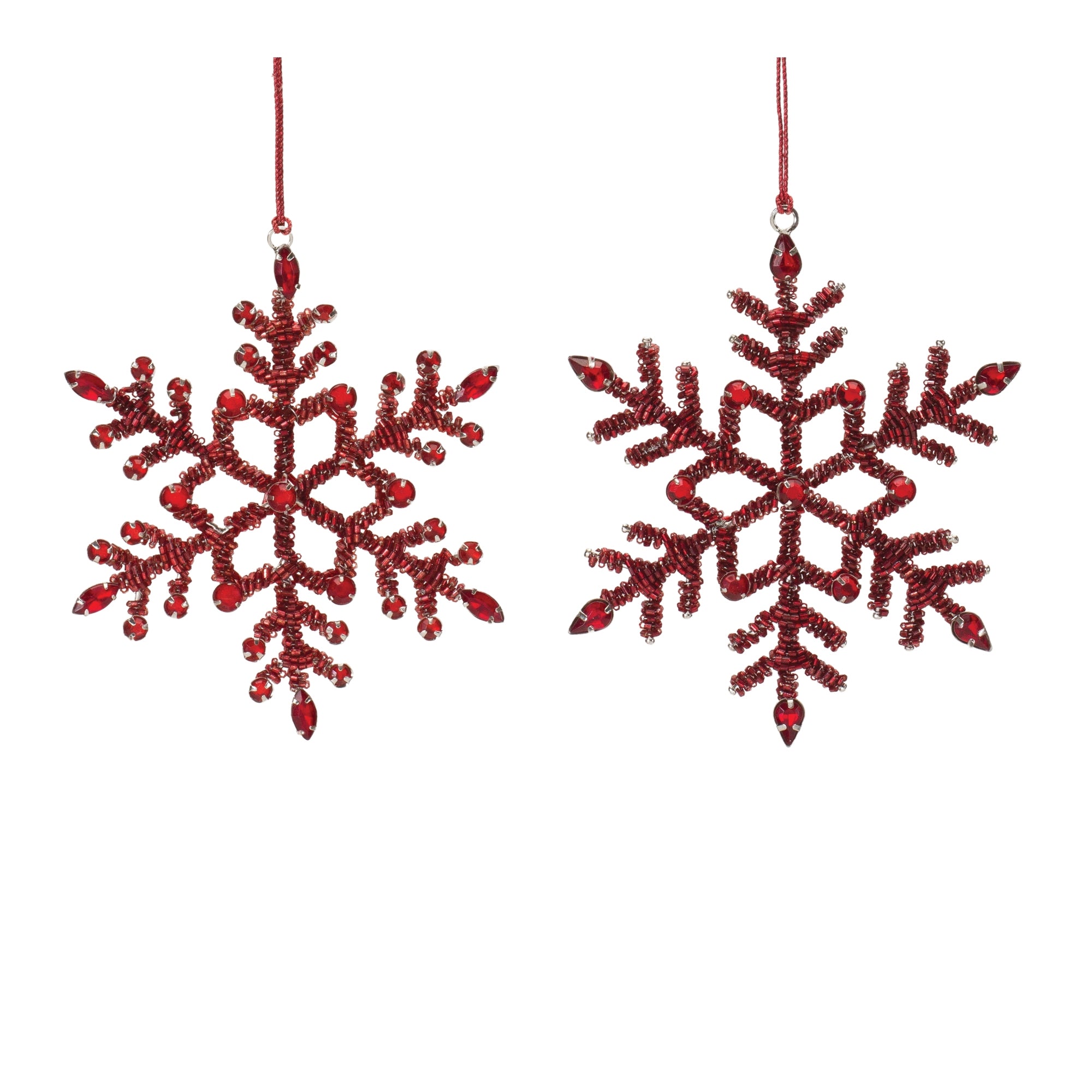 Snowflake Ornament (2 Asst) 5.5”H Iron/Glass