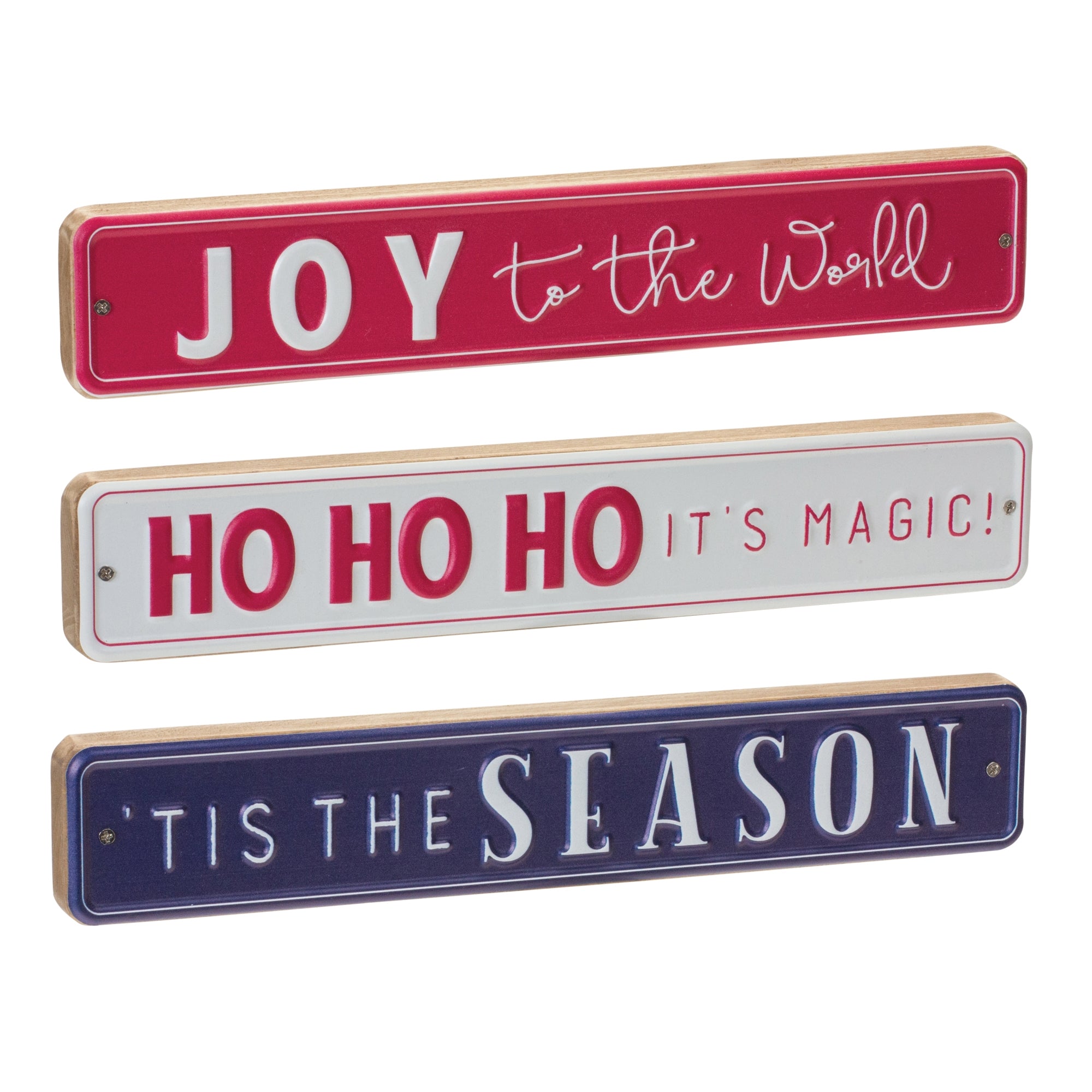 Christmas Sign (3 Asst) 12"L x 2"H Wood/Iron
