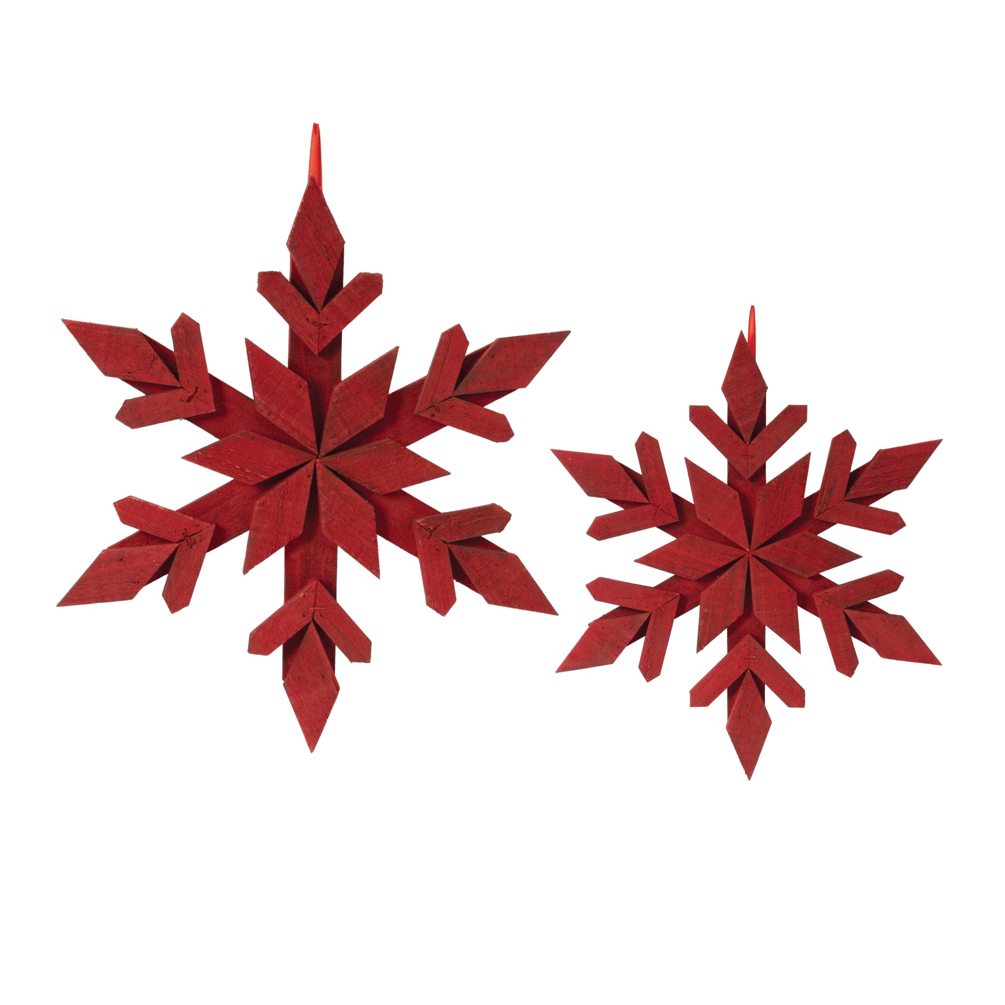 Snowflake Ornament (Set of 2) 14"H, 18"H Wood