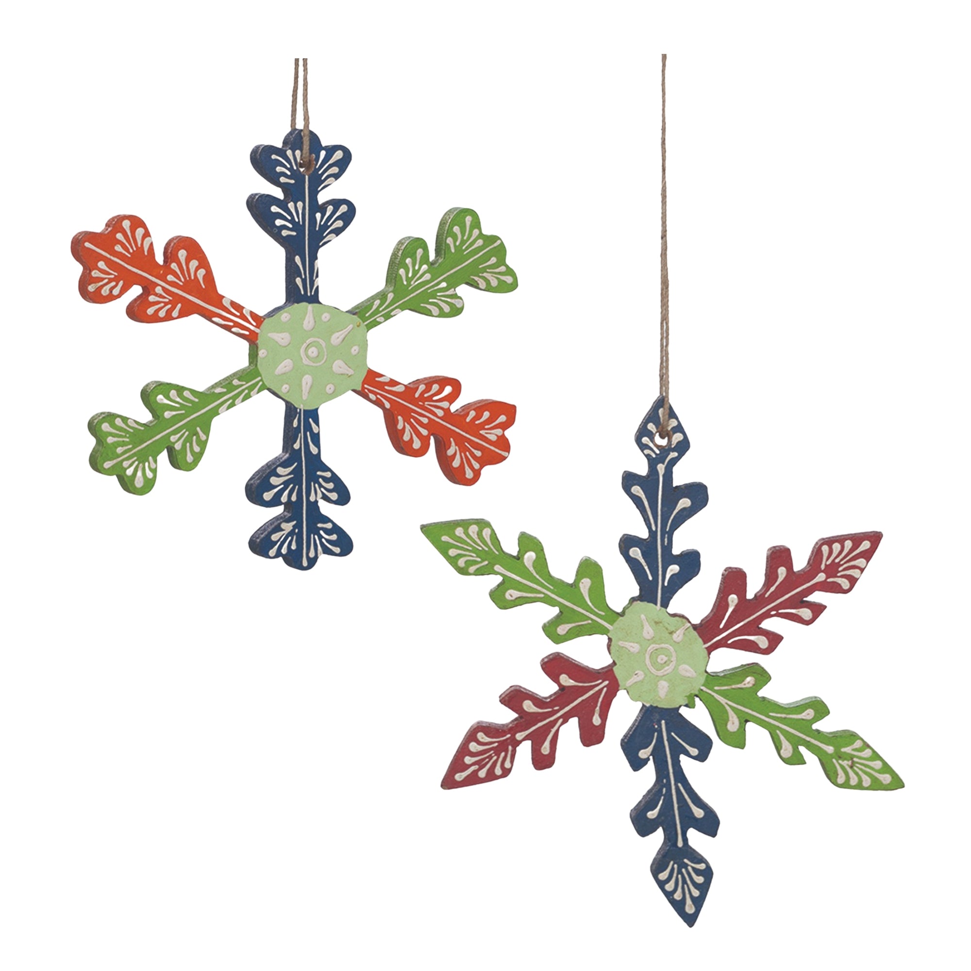 Snowflake Ornament (2 Asst) 5.5”H Wood