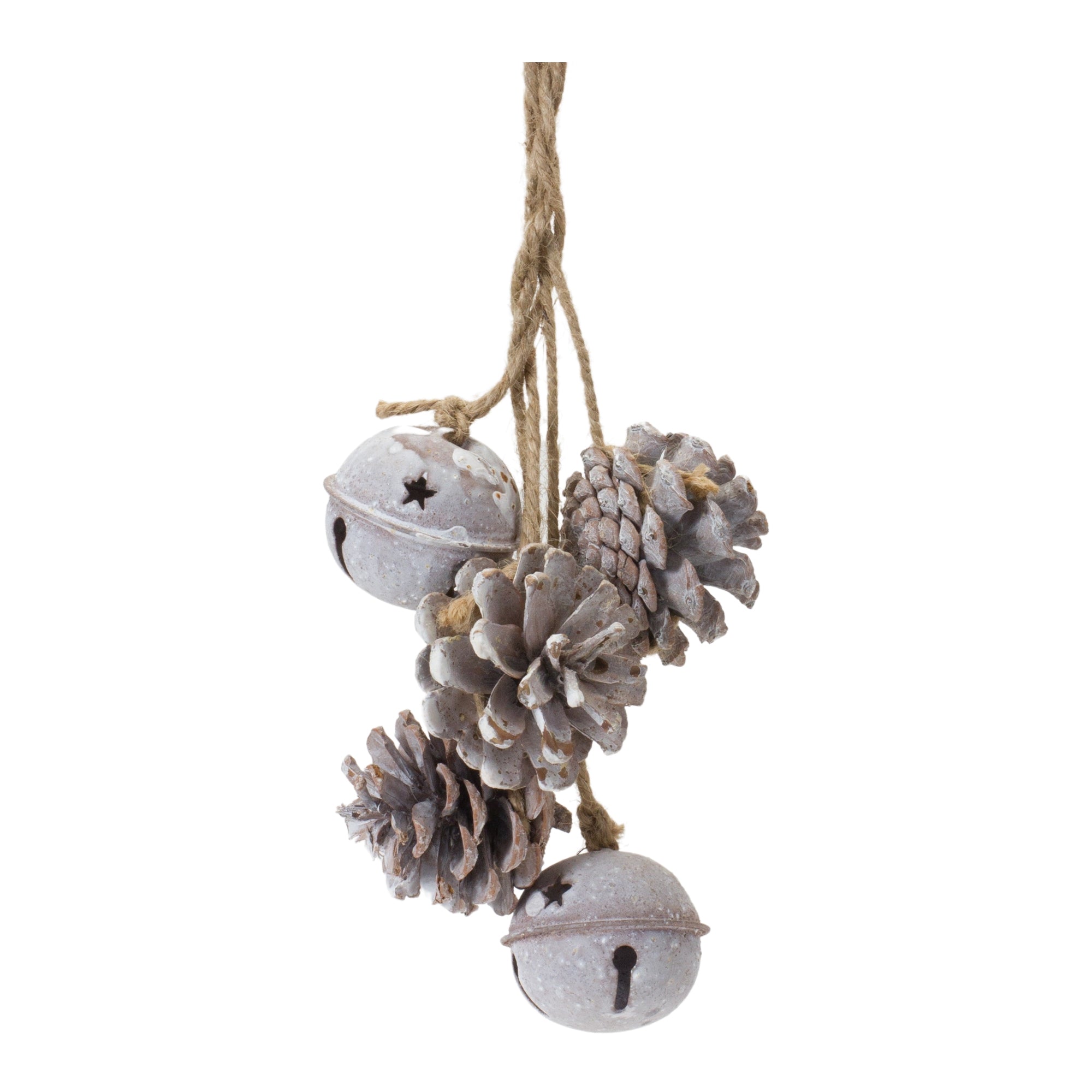 Bell And Pine Cone Ornament 14”H Iron/Cone