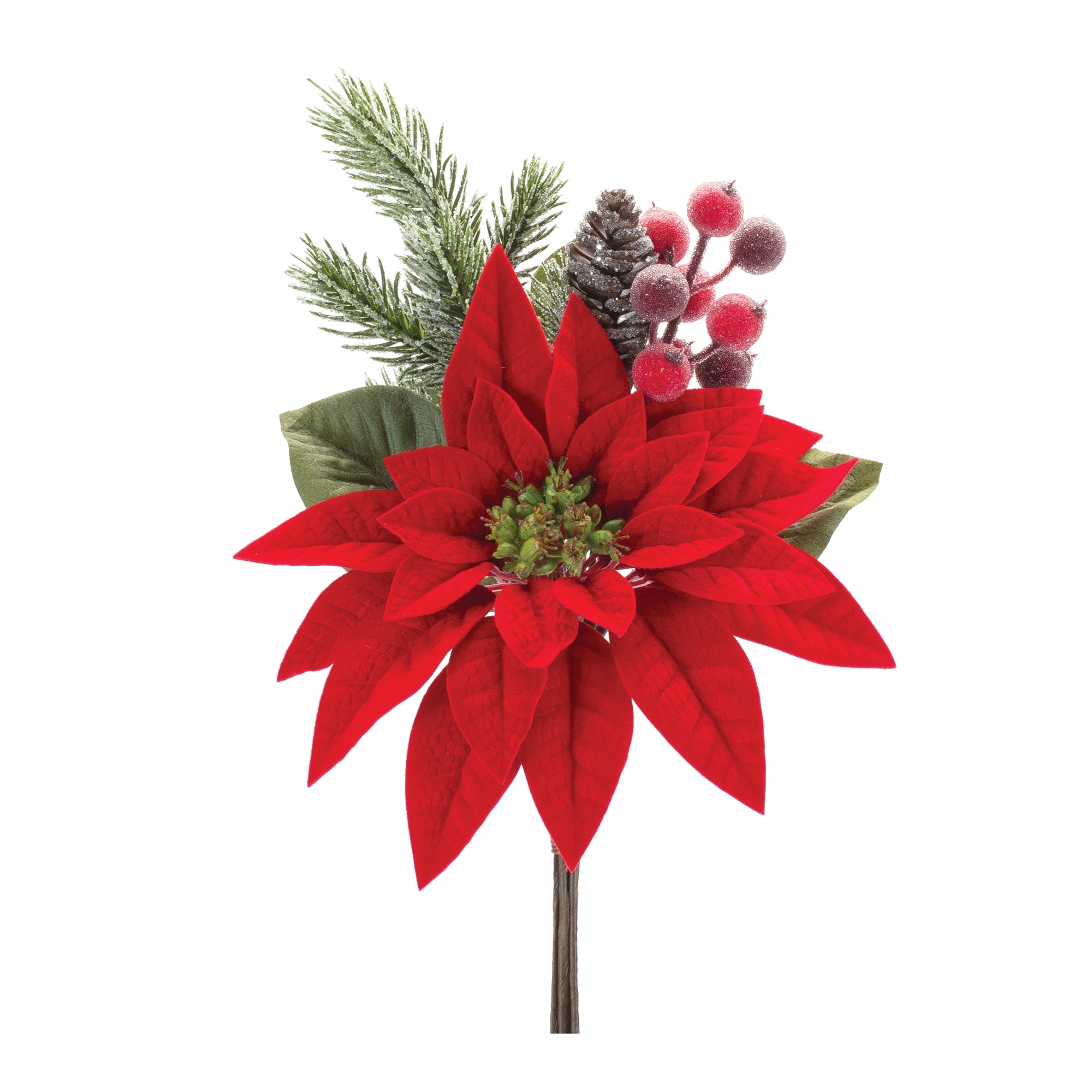 Poinsettia Pick 18”H Polyester