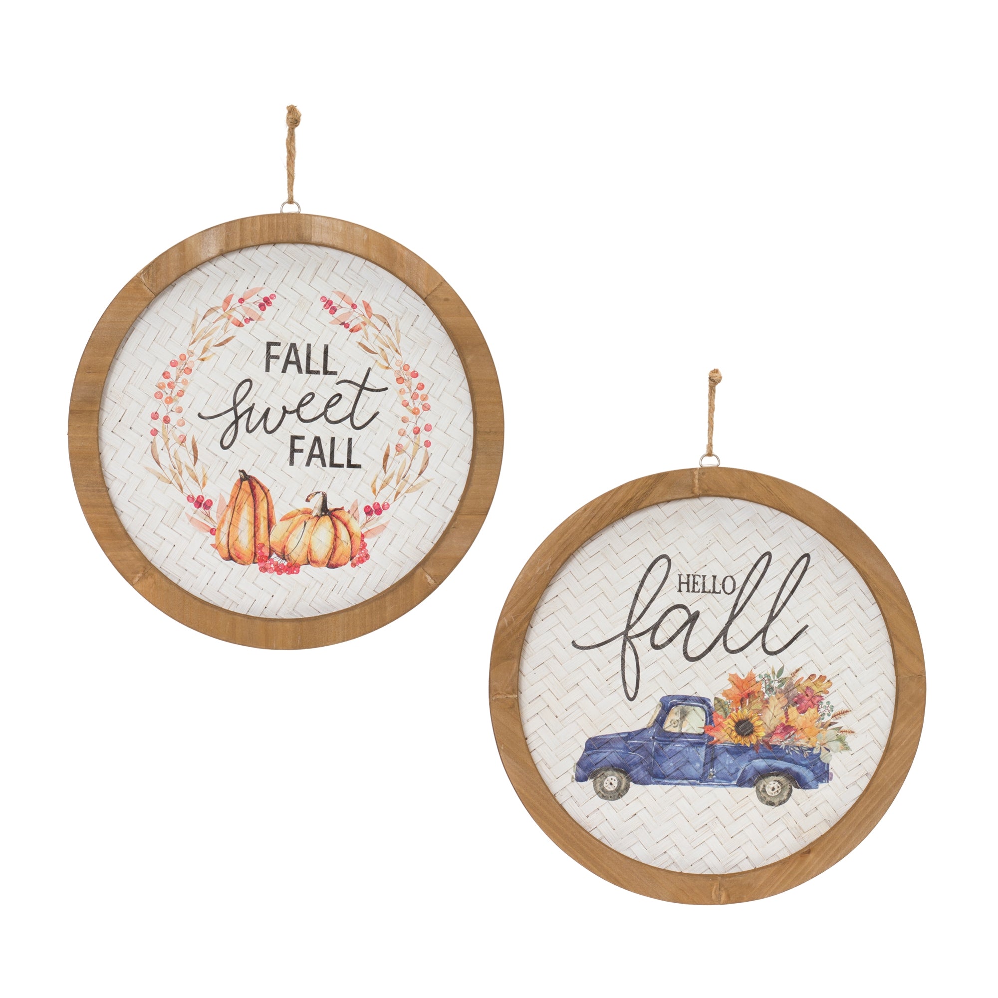 Fall Plaque (2 Asst) 11.5”SQ Wood/Wood