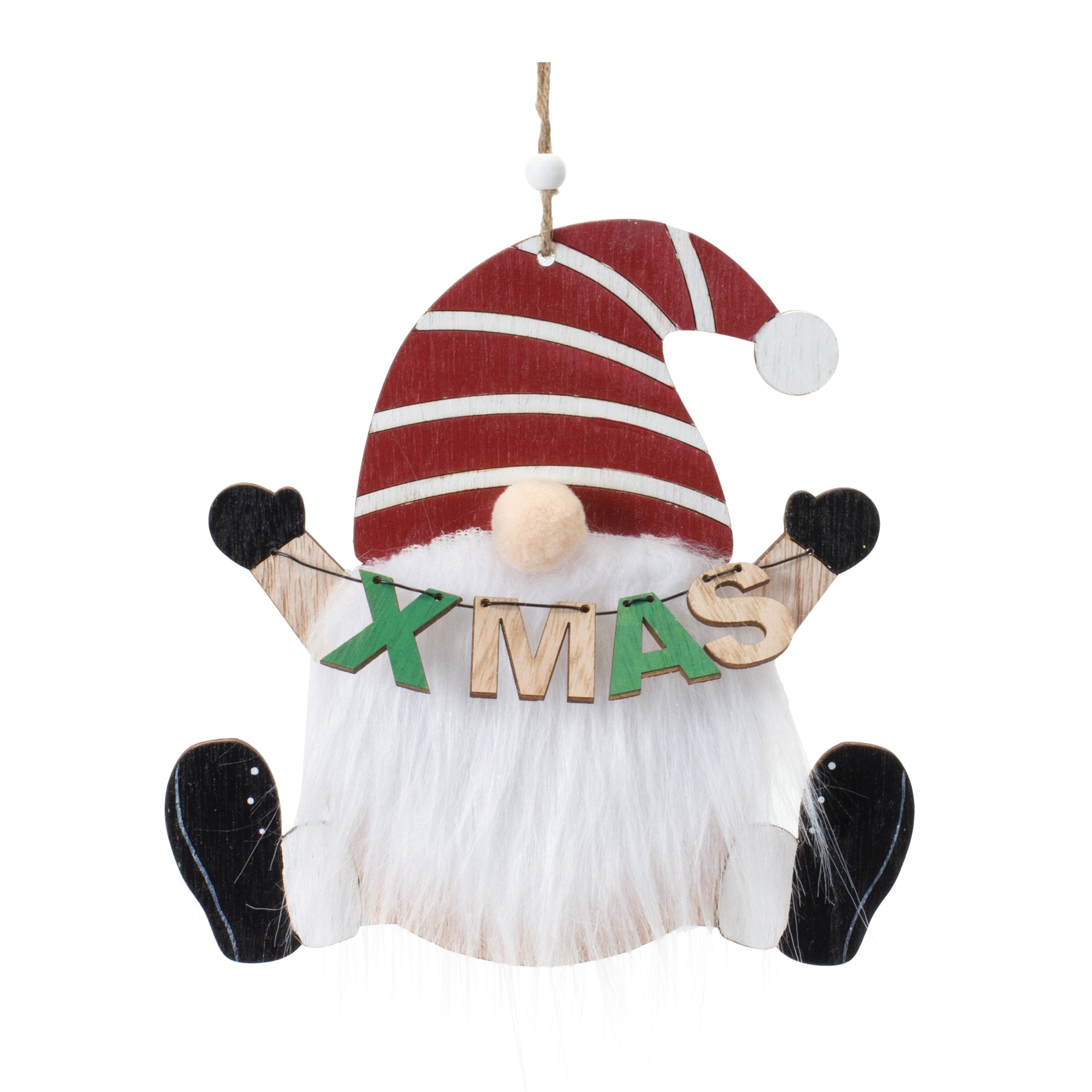 Gnome Ornament 7”H Wood