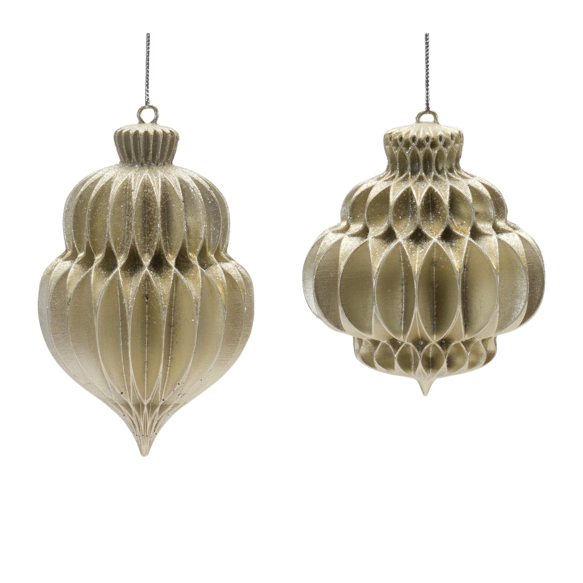 Ornament (2 Asst) 3.5"H, 4.5"H Resin