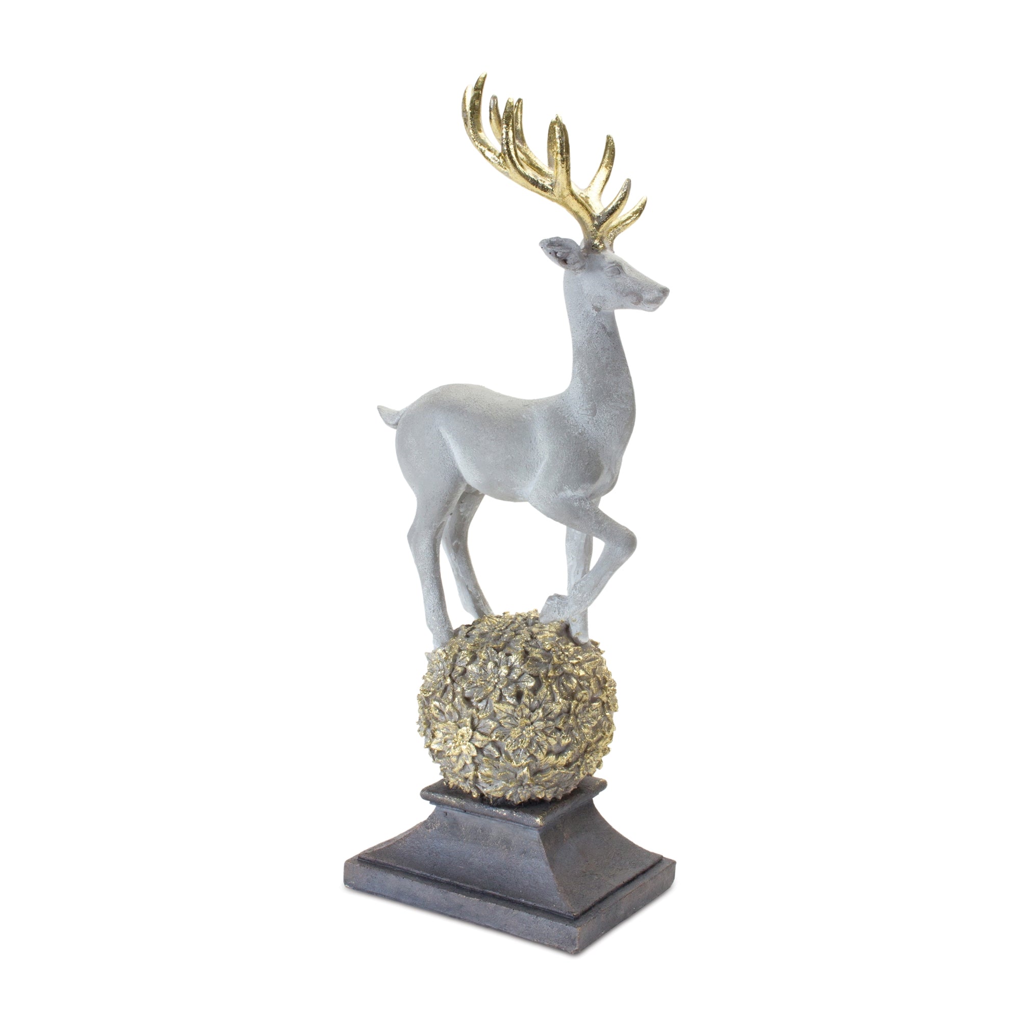 Deer on Orb 18”H Resin