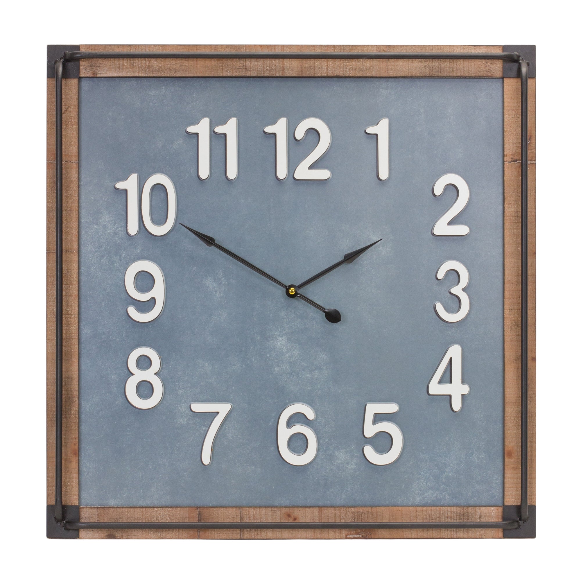 Wall Clock 23.5”SQ Wood/Iron