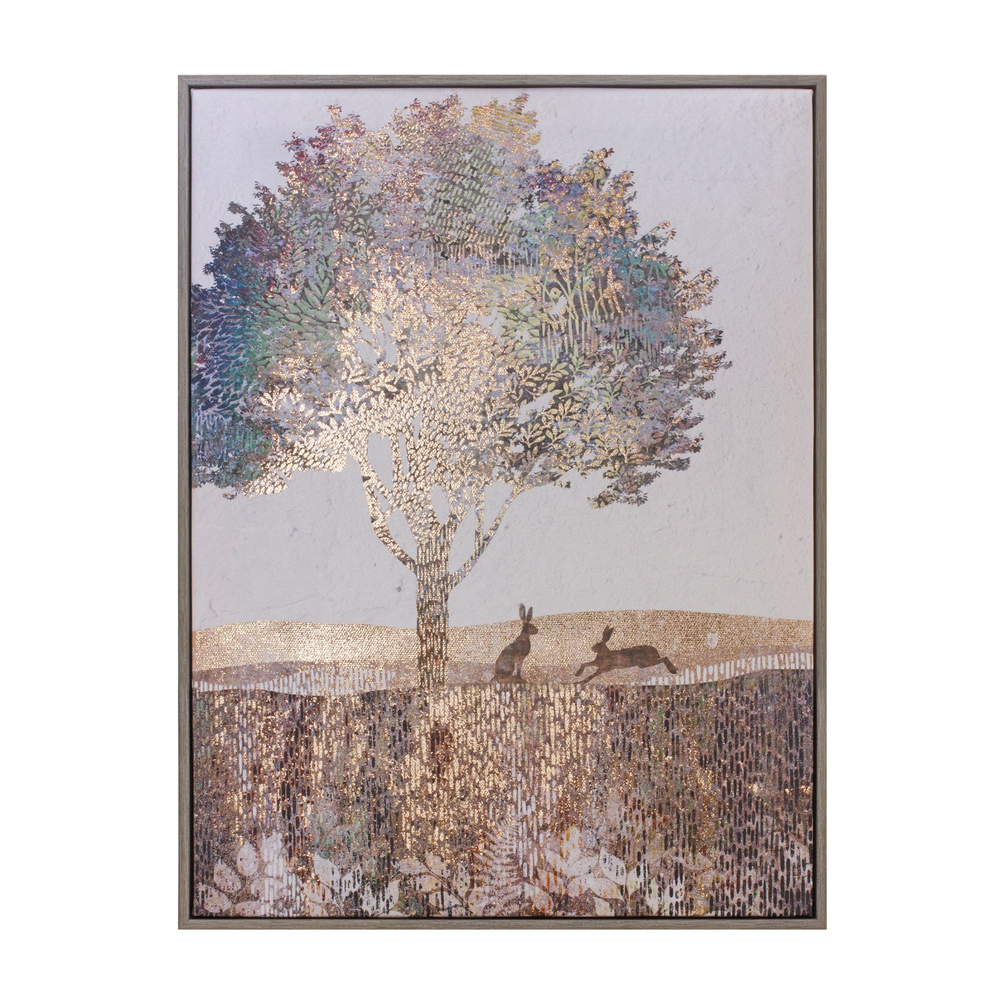 Tree and Rabbit Print 11.75"L x 15.5"H /Wood