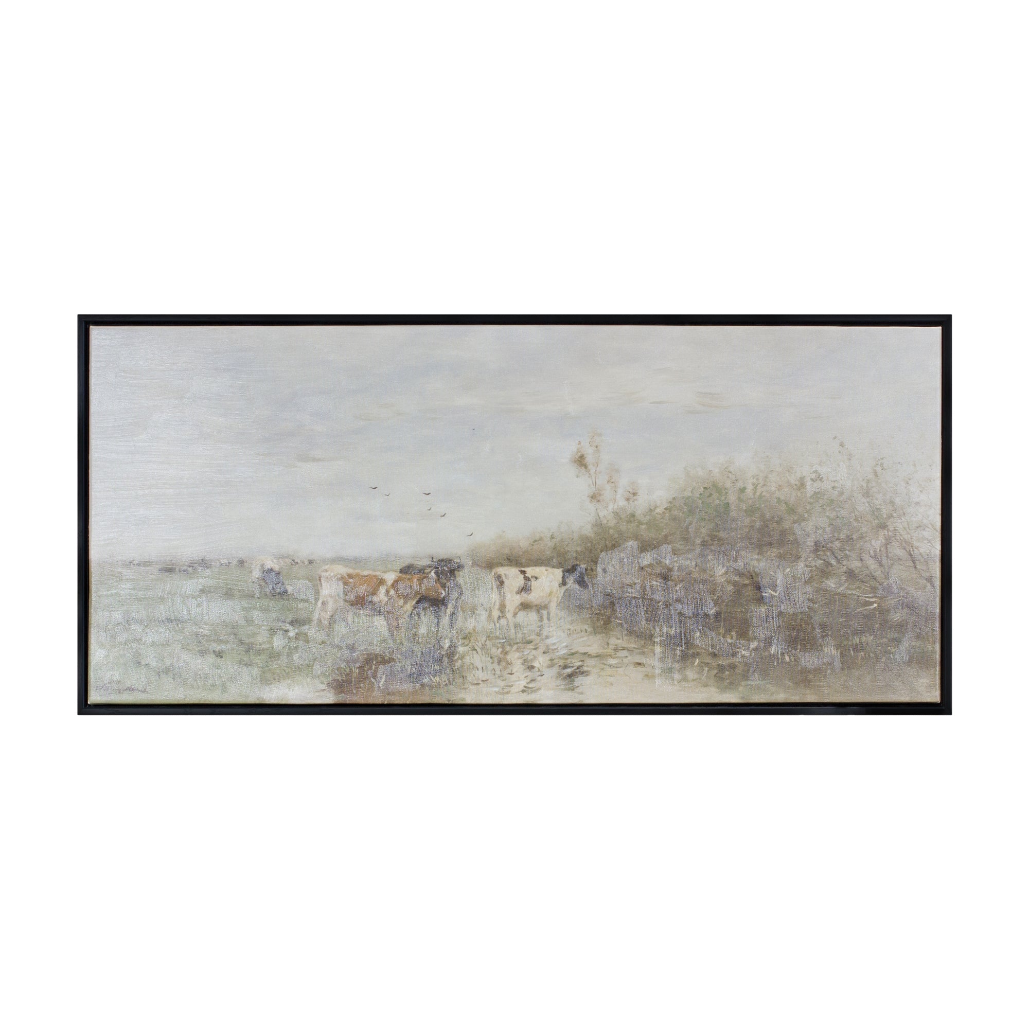Cow and Stream Print 37.25"L x 17"H Canvas/