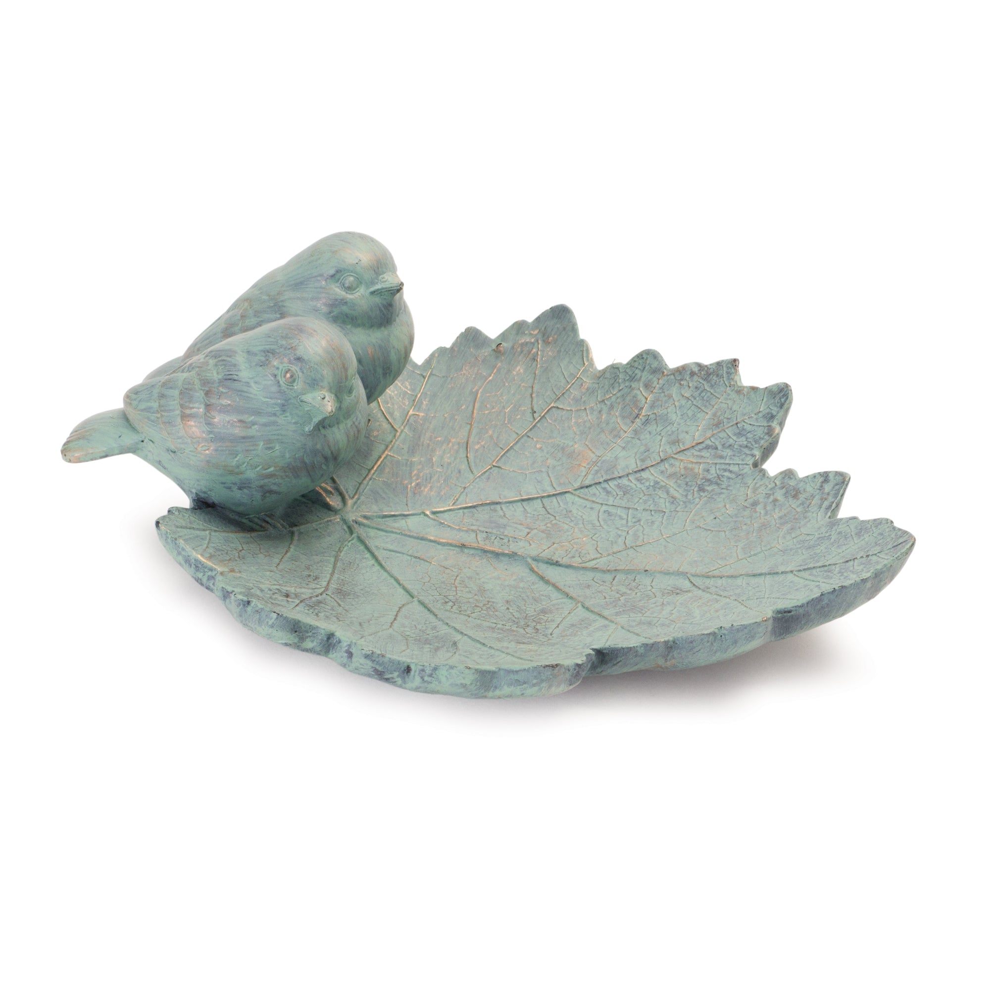 Leaf w/Birds 10"L x 3.75"H Resin