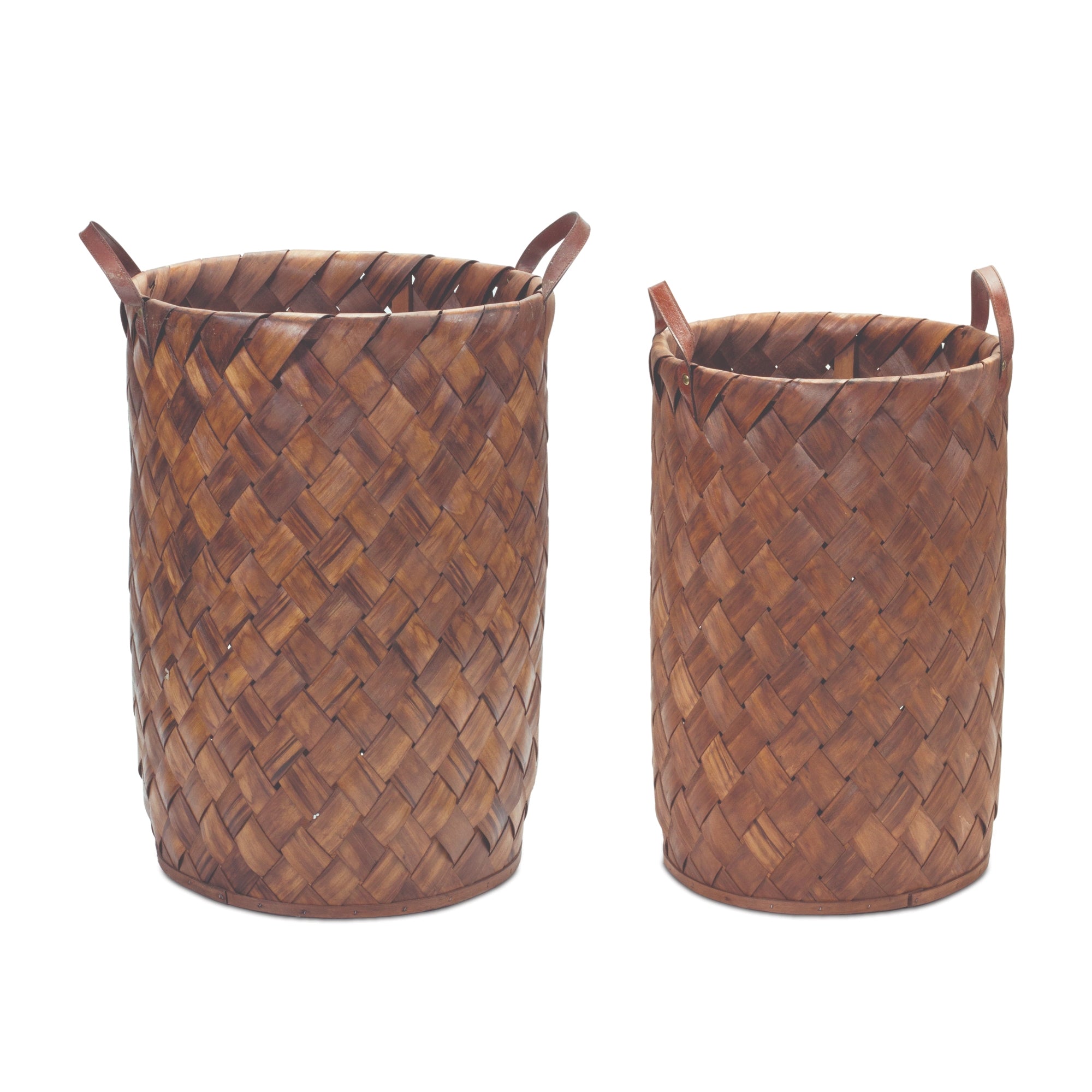 Floor Basket (Set of 2) 15"D x 22"H, 18"D x 25.5"H Wood