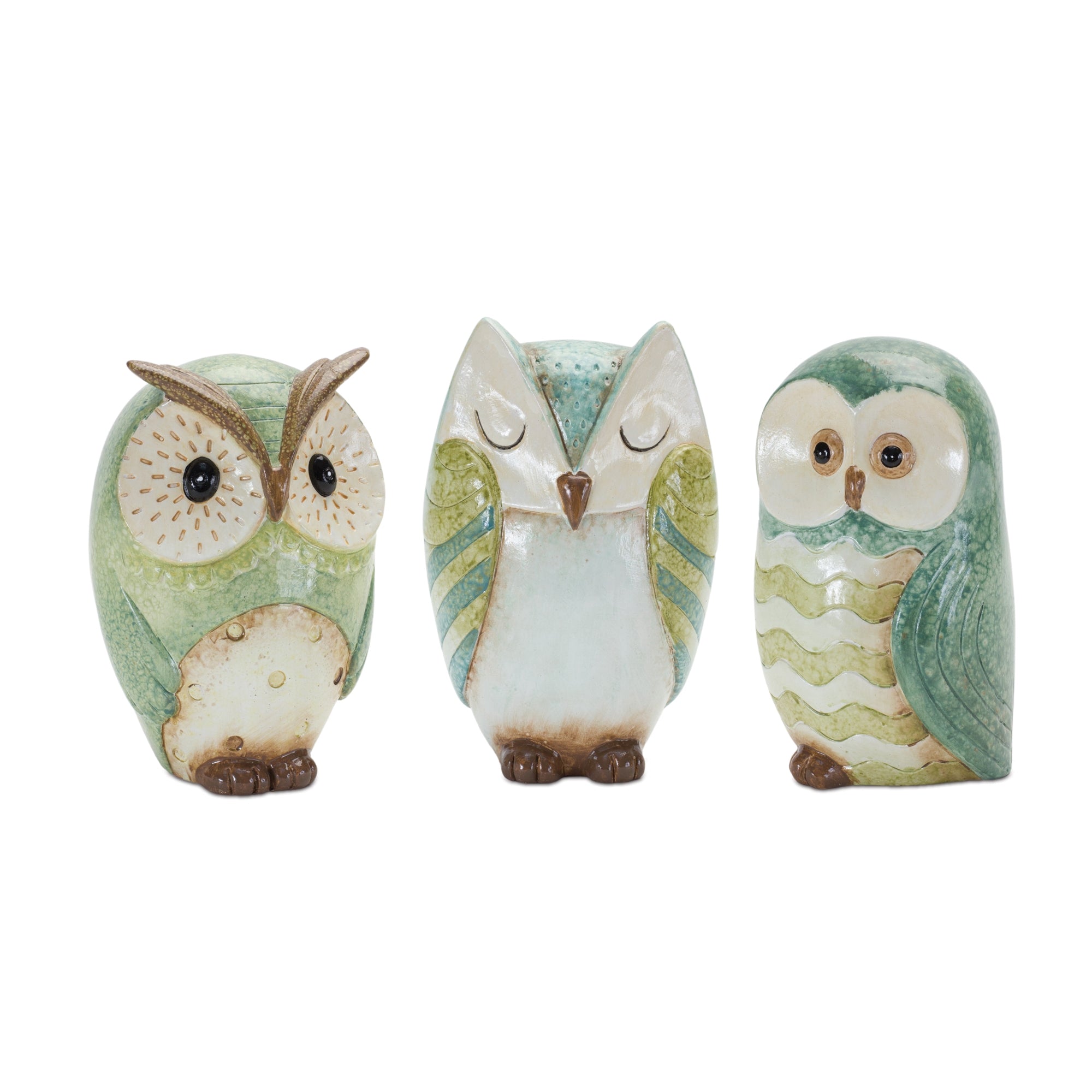 Owl (3 Asst) 6.75"H, 7"H, 7.25"H Terra Cotta