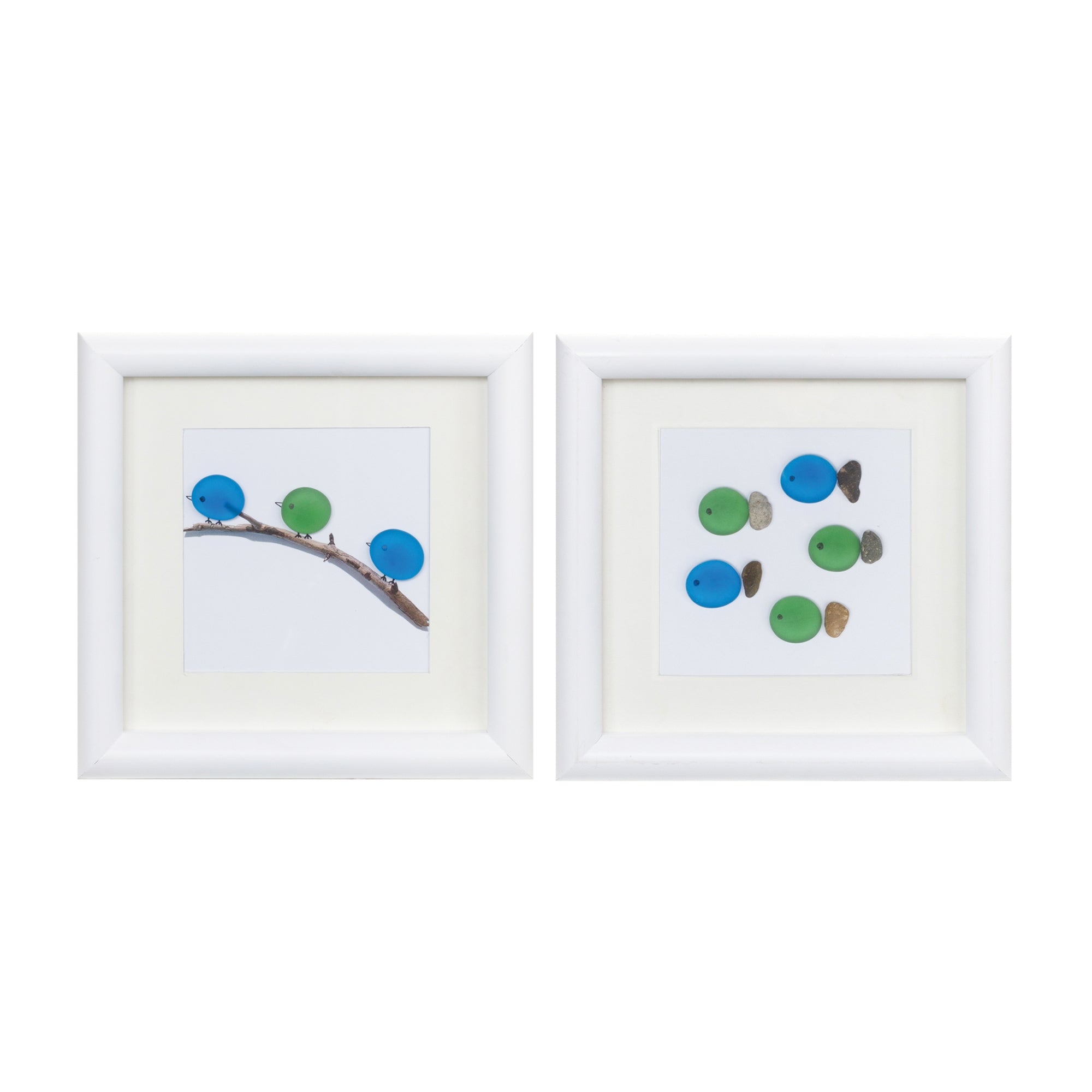 Bird and Fish Wall Art (2 Asst) 10”SQ Wood/Glass