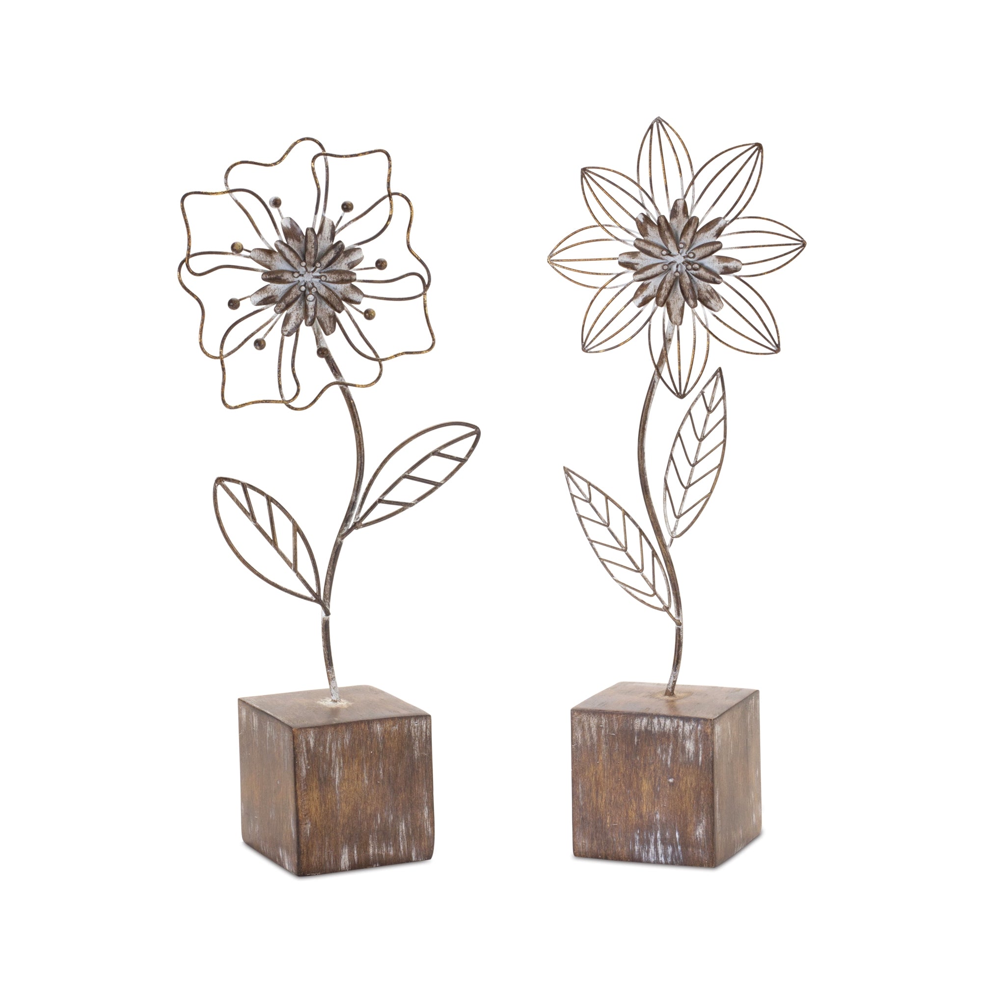 Floral Décor (2 Asst) 14.5”H Resin/Metal