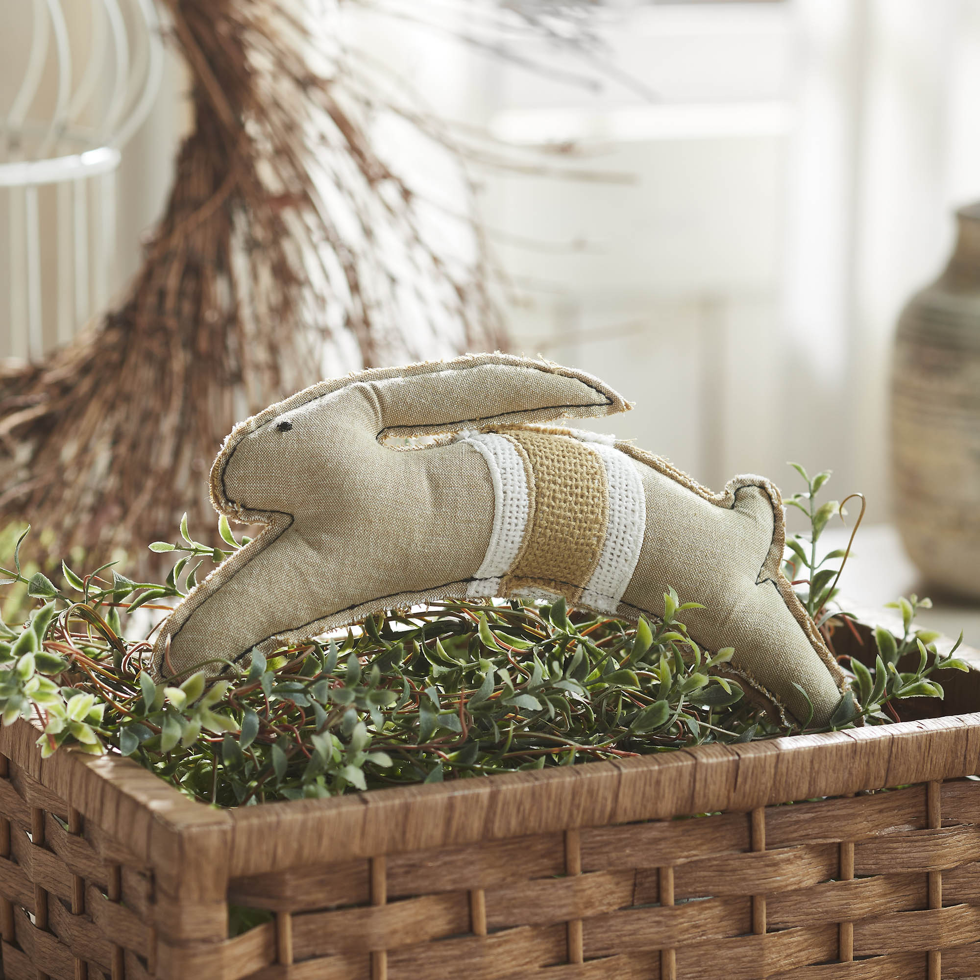 Spring In Bloom Leaping Bunny Pillow