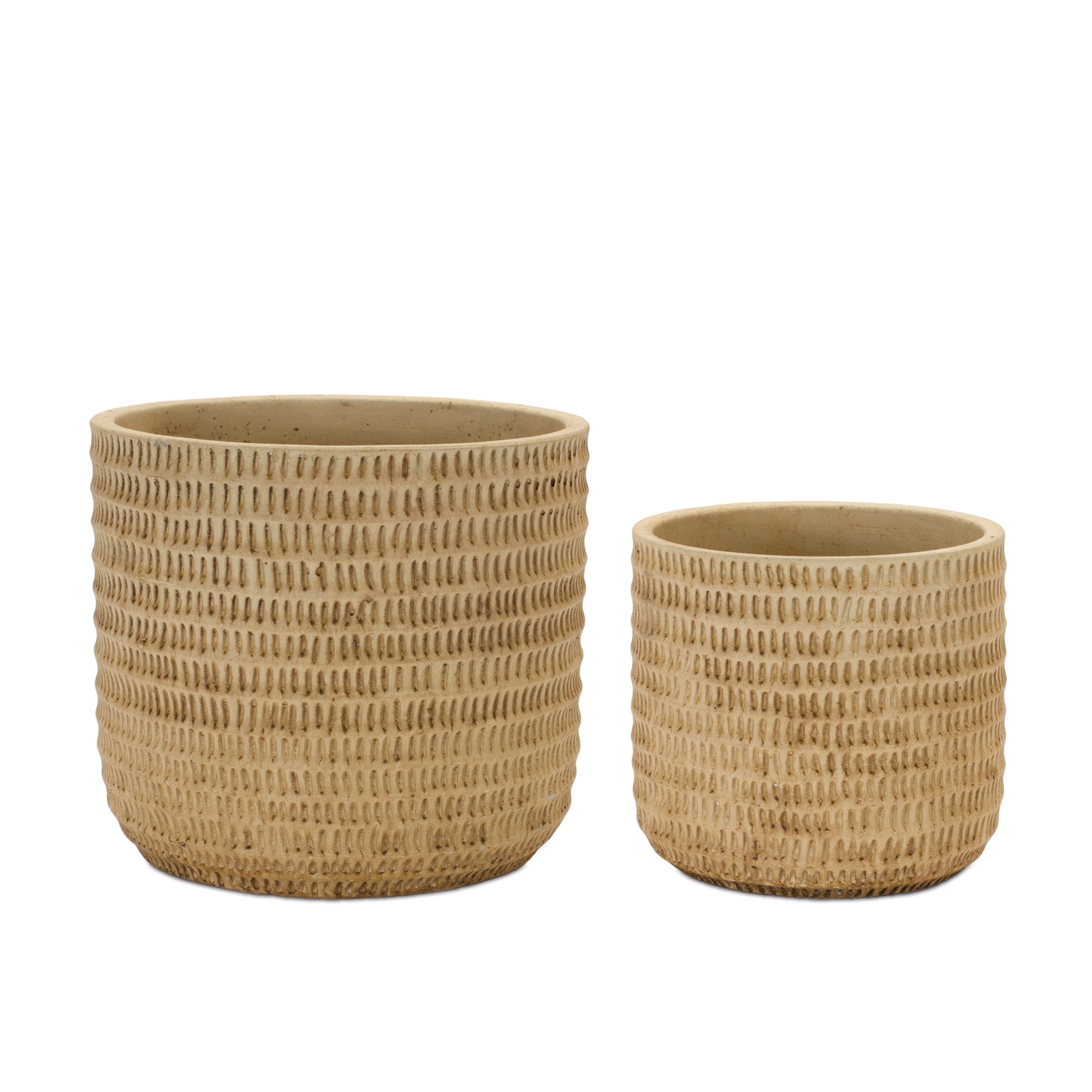 Pot (Set of 2) 6"D x 5.5"H, 8"D x 7.25"H Cement