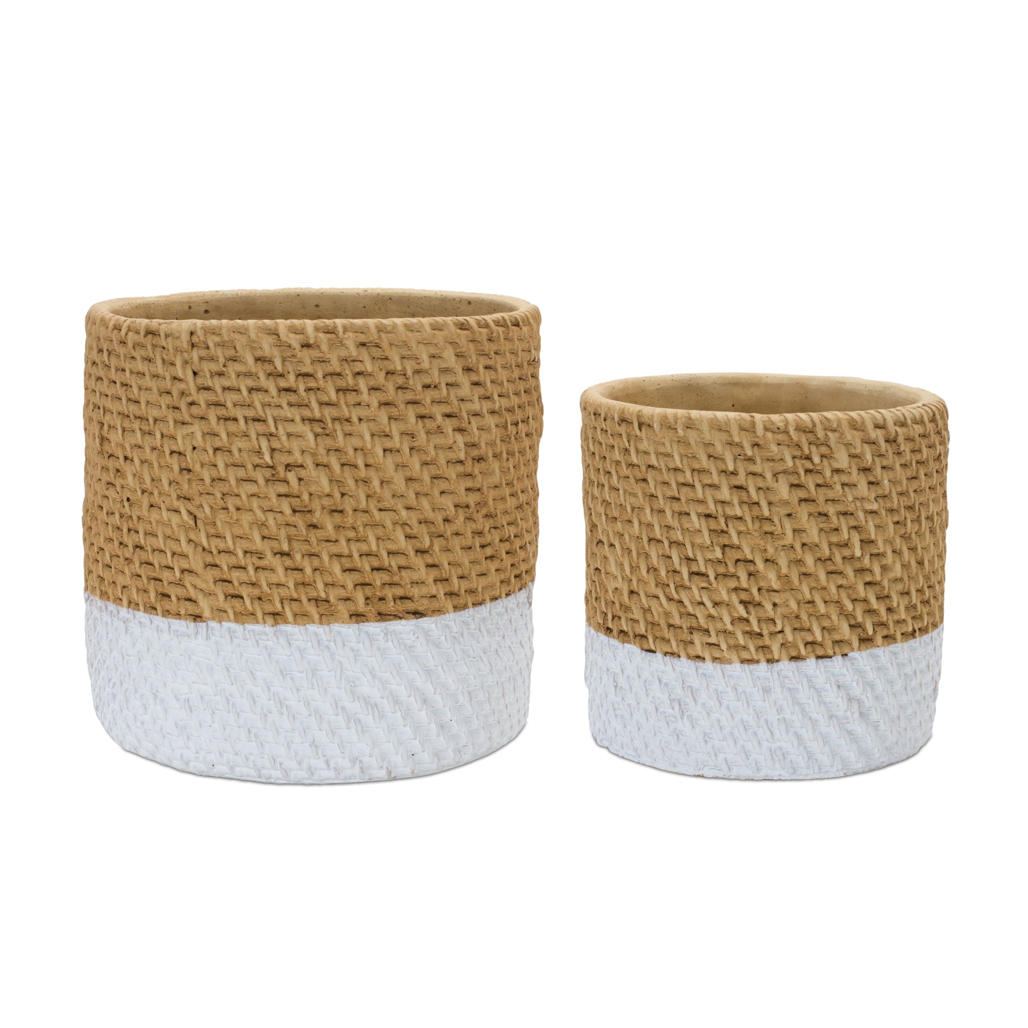 Pot (Set of 2) 7.5"D x 7.25"H, 9.5"D x 9"H Cement