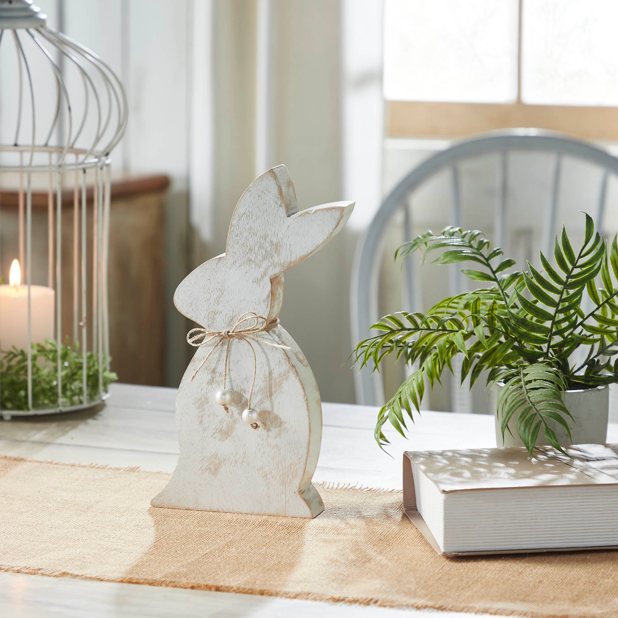 Spring In Bloom Wooden Upright Bunny Silhouette w/ Twine