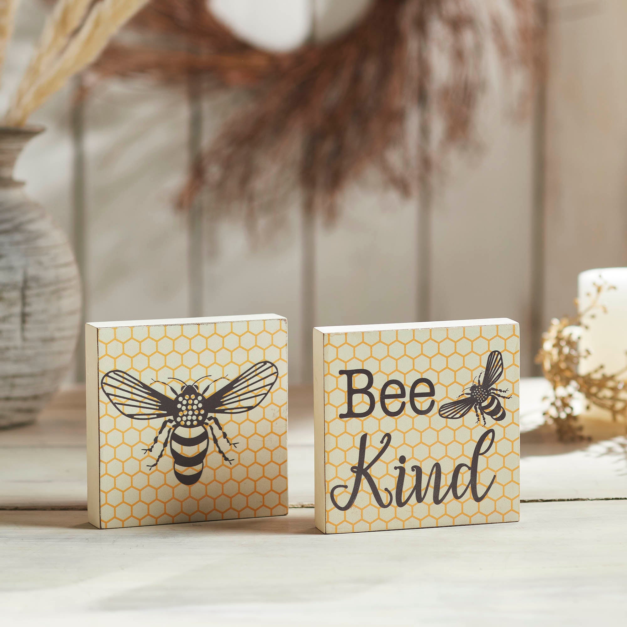 Buzzy Bees Bee Kind MDF Block Sign Set of 2