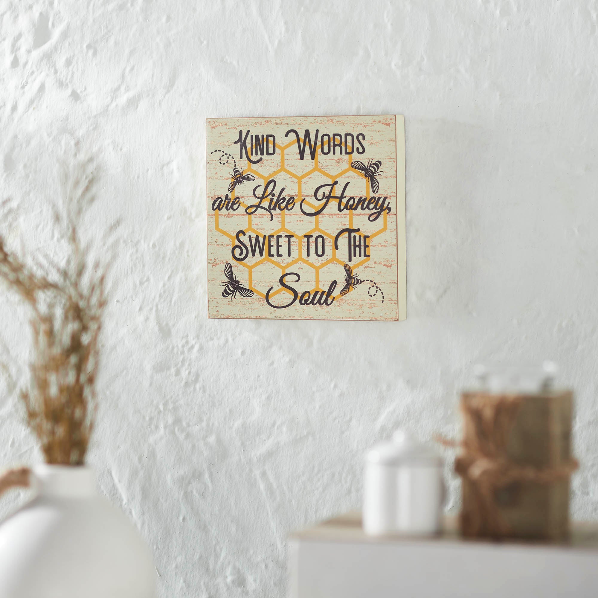 Buzzy Bees Kind Words Are Like Honey, Sweet To The Soul MDF Block Sign